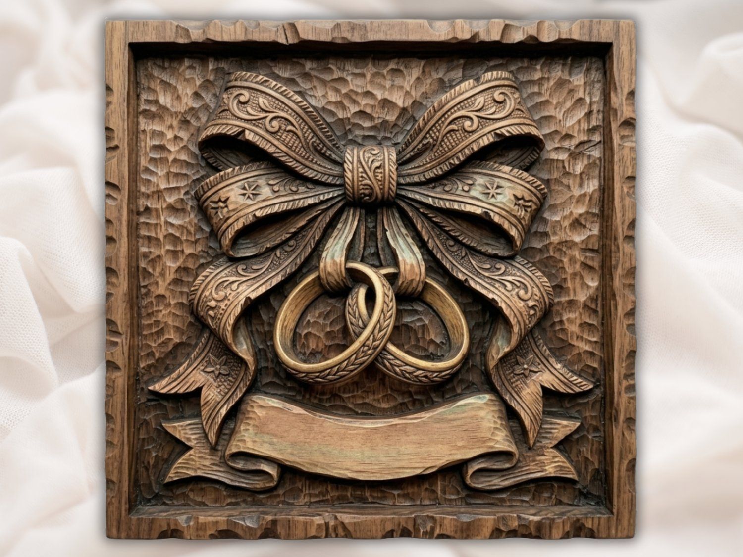 Wedding Rings Bow Scroll CNC Relief STL bas-relief STL — view 3