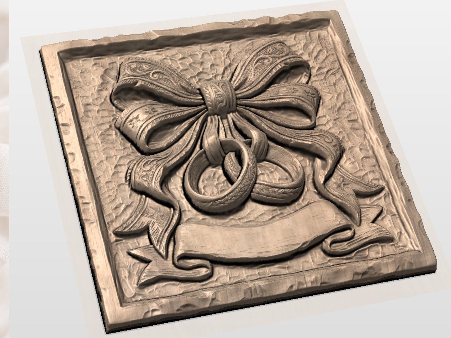 Wedding Rings Bow Scroll CNC Relief STL bas-relief STL — view 4