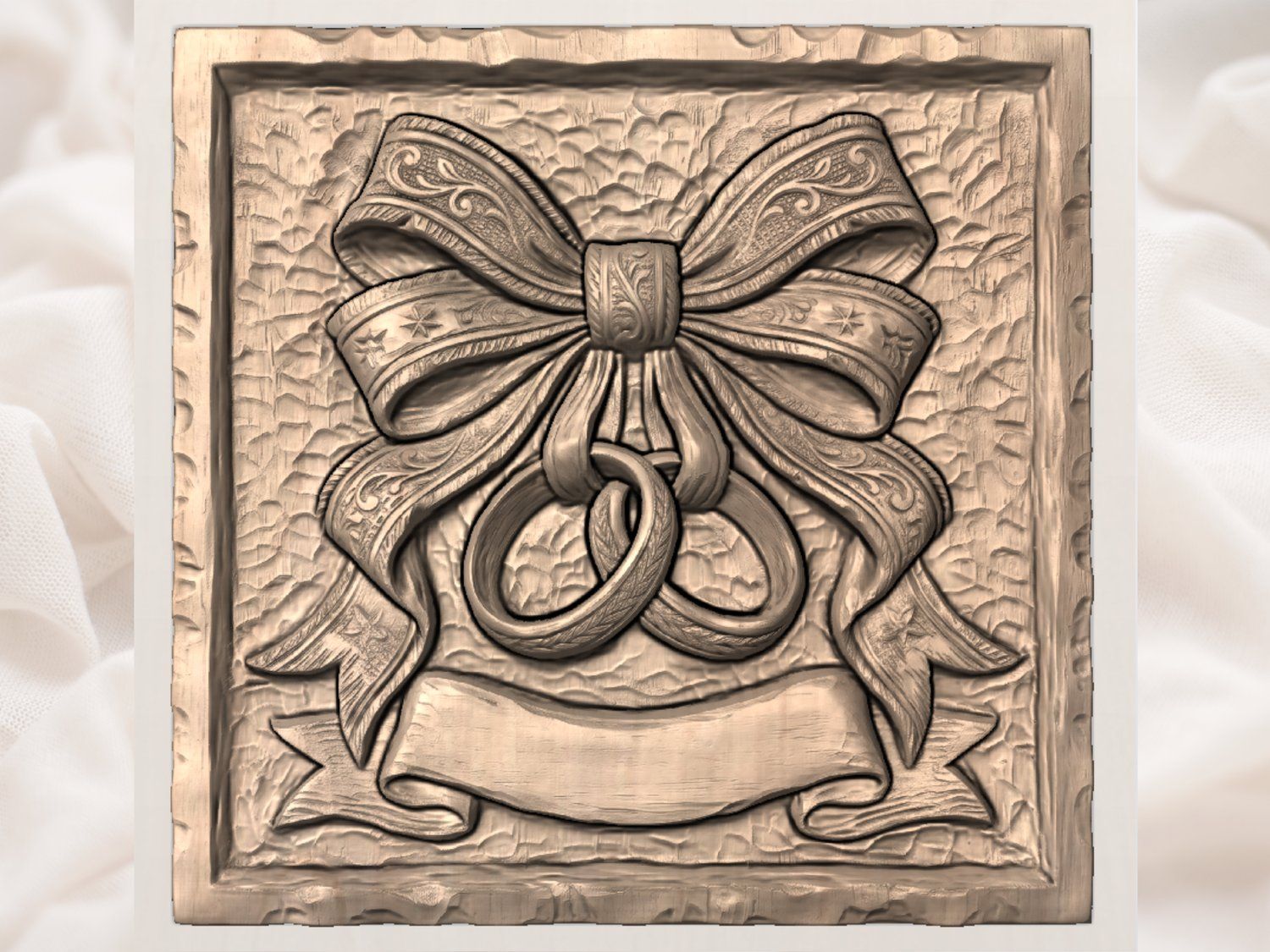 Wedding Rings Bow Scroll CNC Relief STL bas-relief STL — view 5