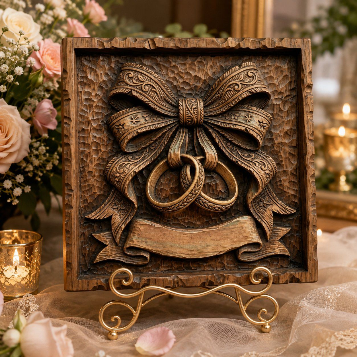 Wedding Rings Bow Scroll CNC Relief STL bas-relief STL — view 7