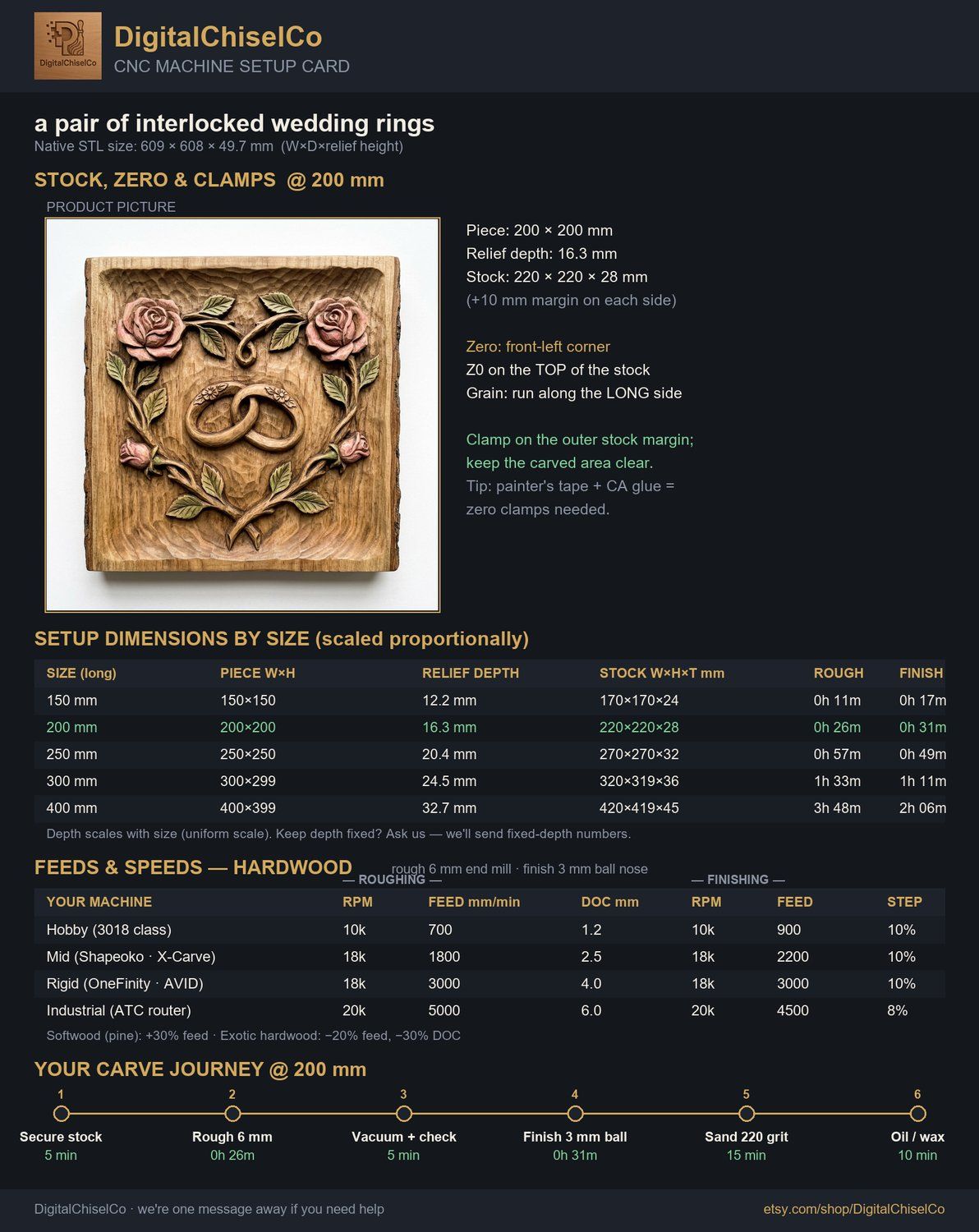 Wedding Rings Heart Rose Vine CNC Relief STL bas-relief STL — view 2