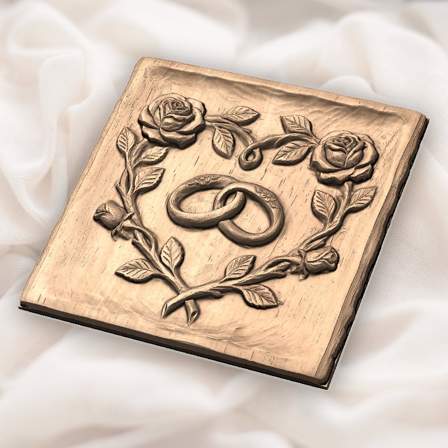 Wedding Rings Heart Rose Vine CNC Relief STL bas-relief STL — view 5