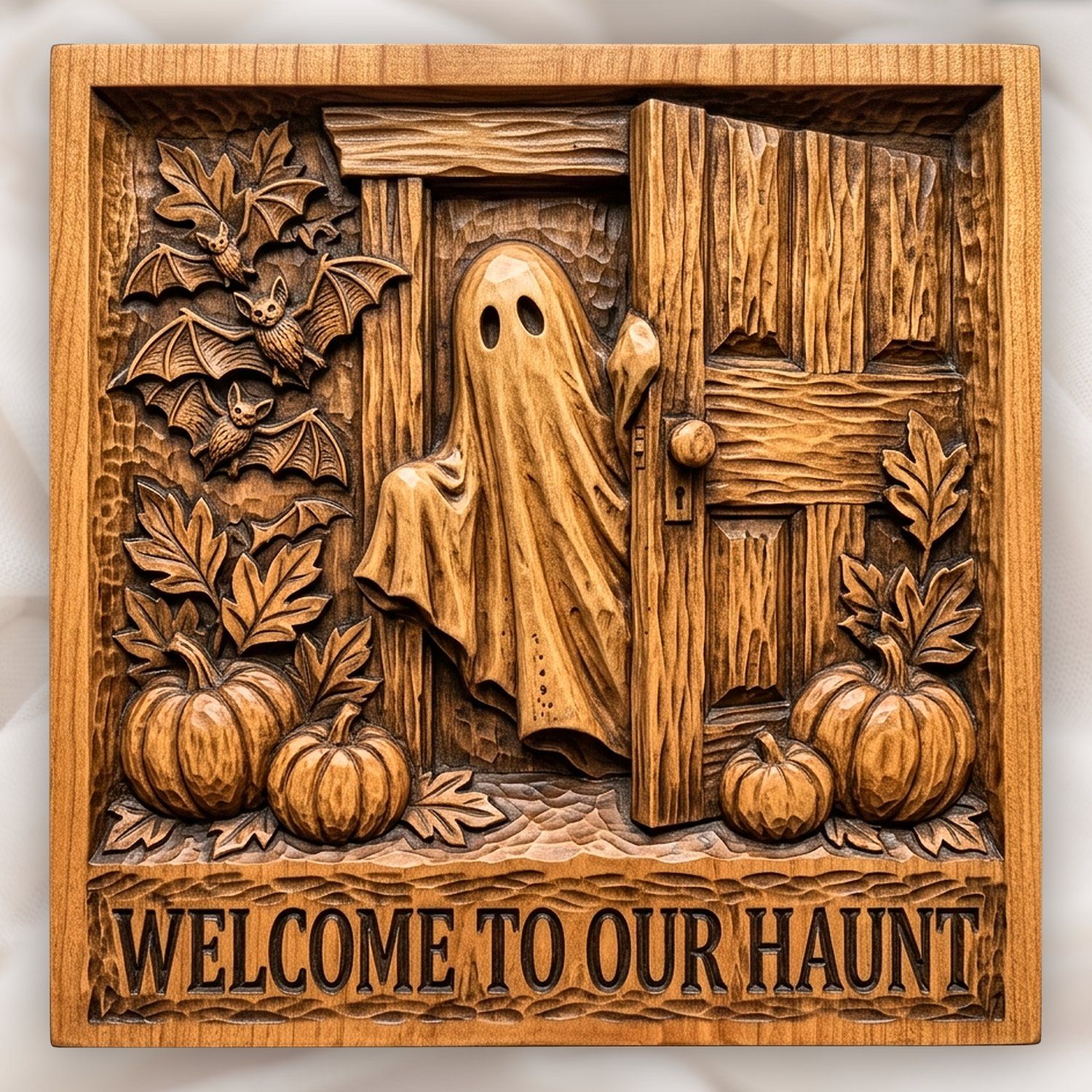 Welcome Haunted Halloween Ghost CNC Relief STL bas-relief STL design
