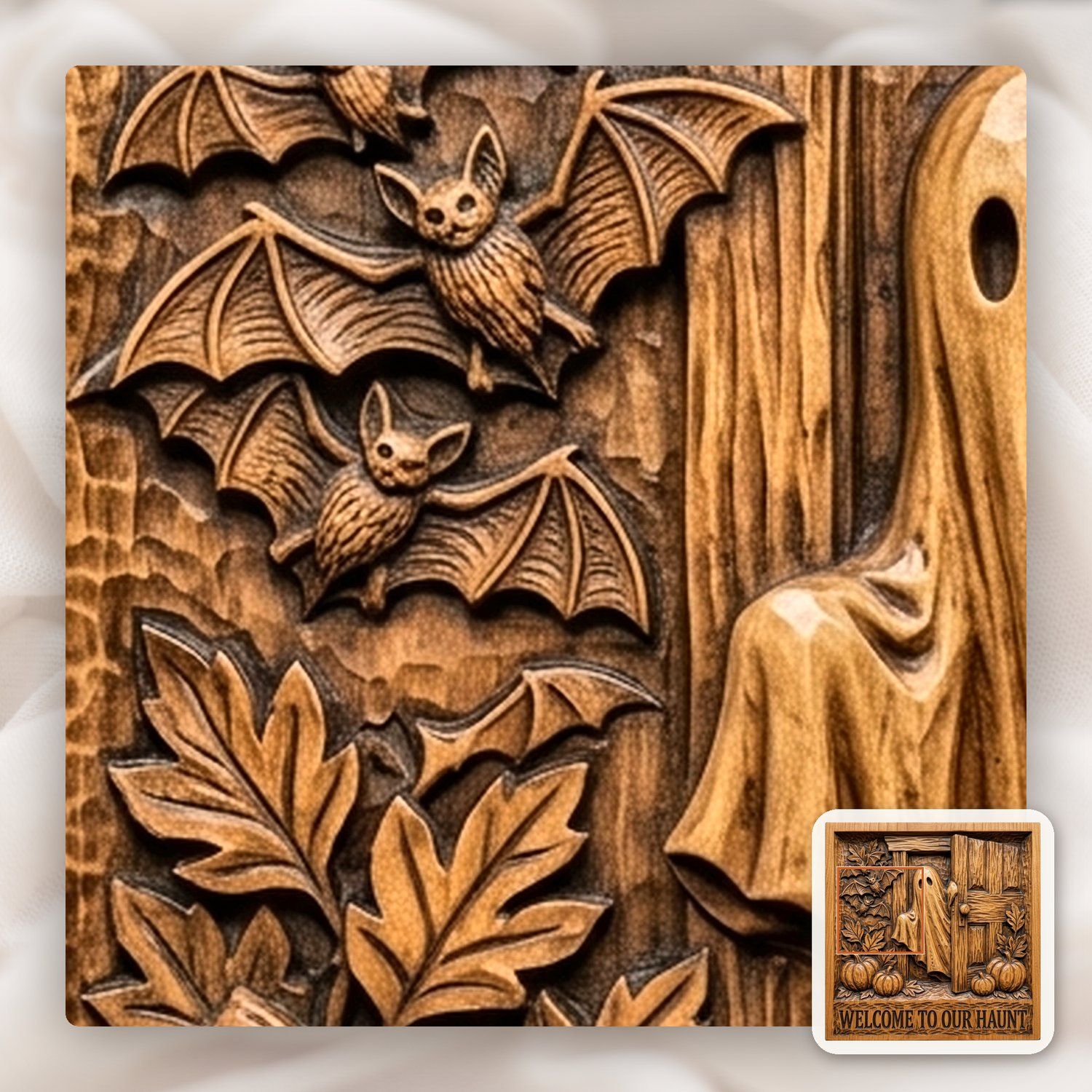 Welcome Haunted Halloween Ghost CNC Relief STL bas-relief STL — view 13