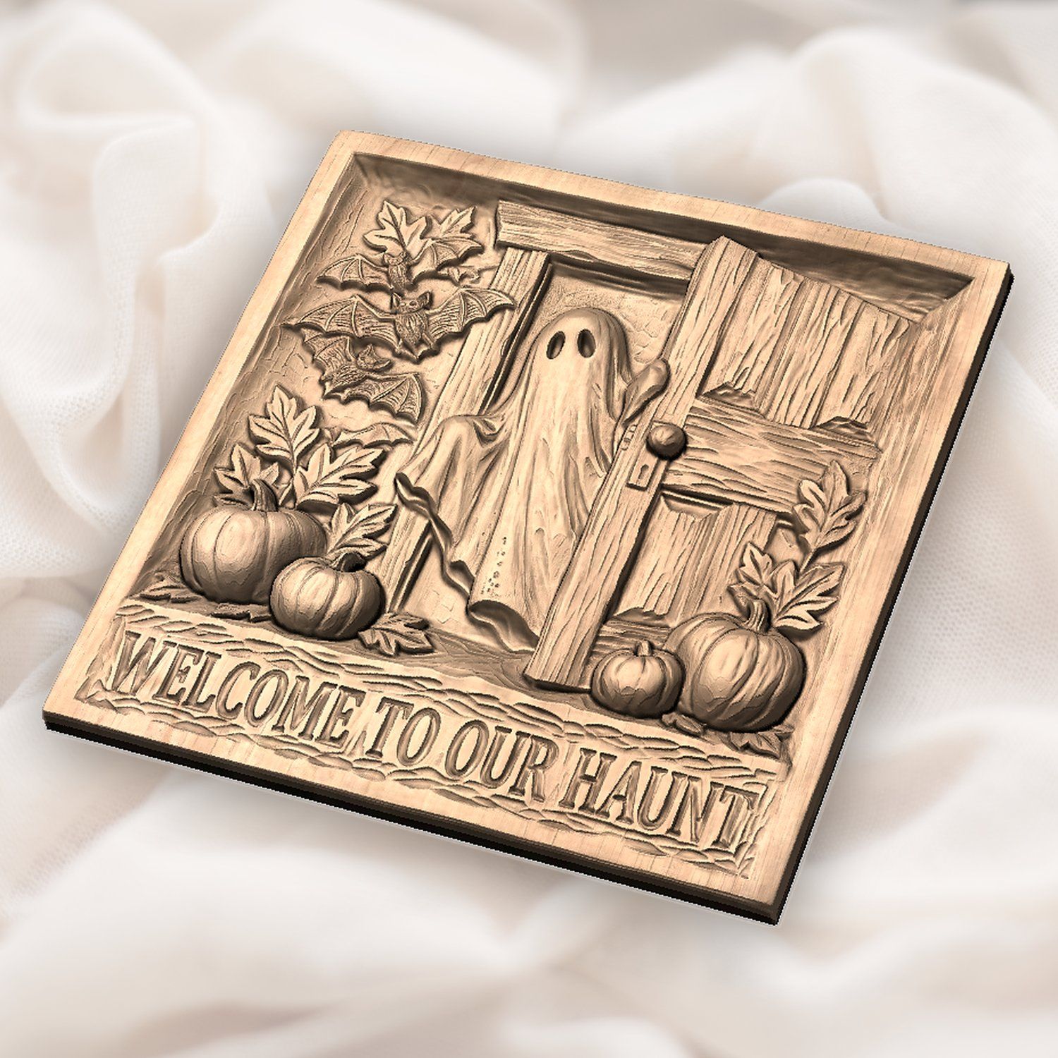 Welcome Haunted Halloween Ghost CNC Relief STL bas-relief STL — view 5