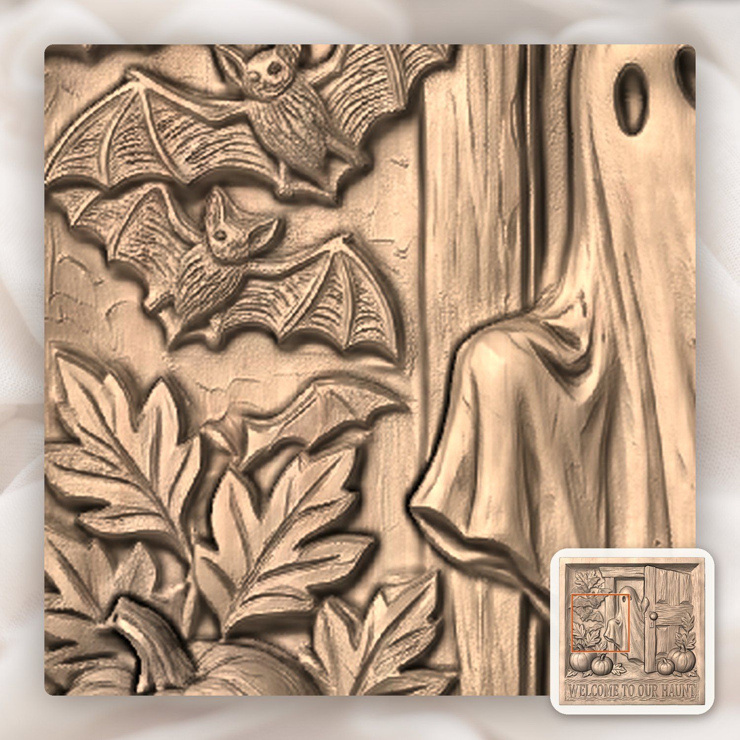 Welcome Haunted Halloween Ghost CNC Relief STL bas-relief STL — view 7