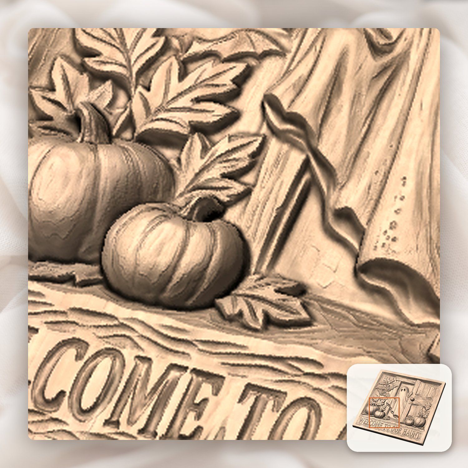 Welcome Haunted Halloween Ghost CNC Relief STL bas-relief STL — view 9