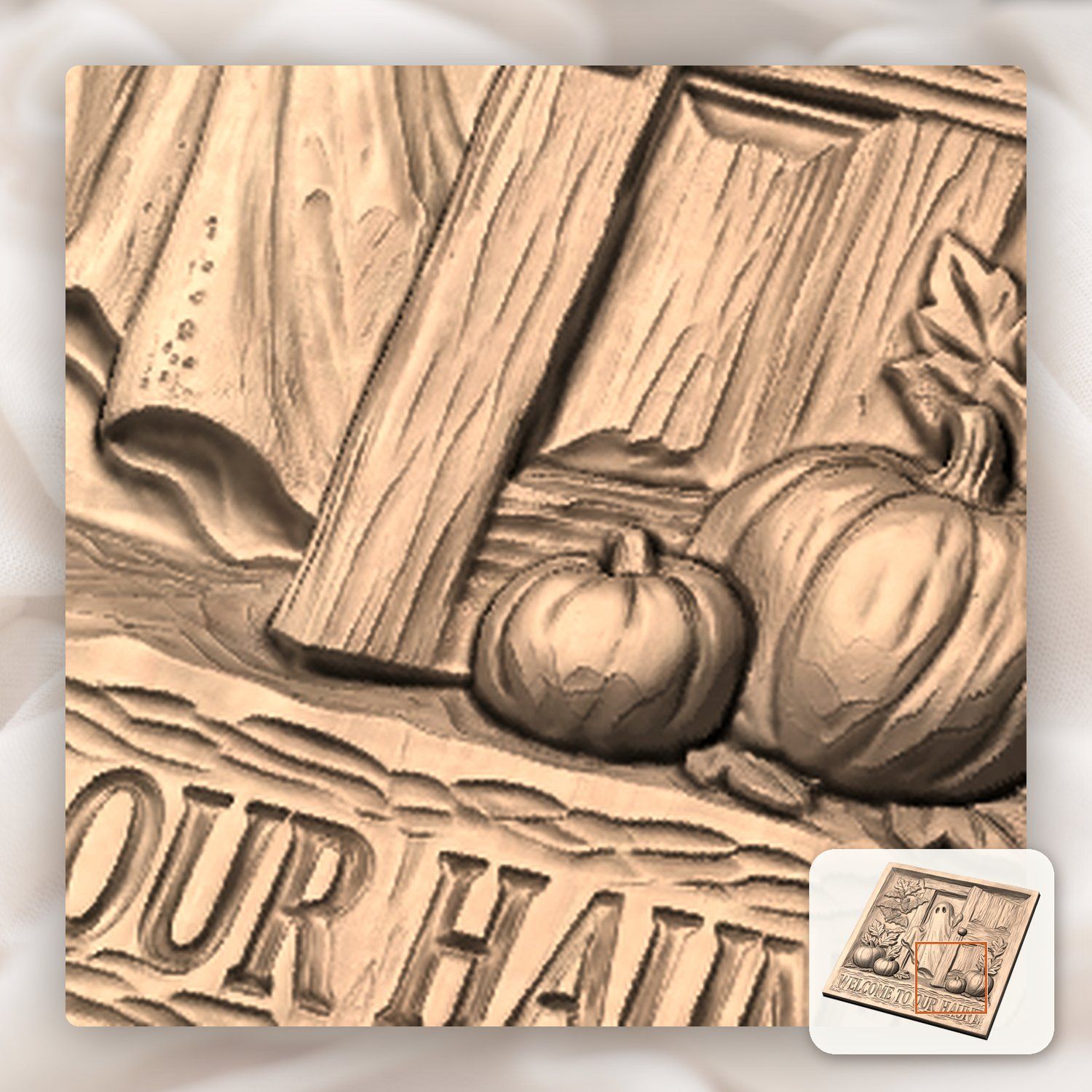 Welcome Haunted Halloween Ghost CNC Relief STL bas-relief STL — view 10
