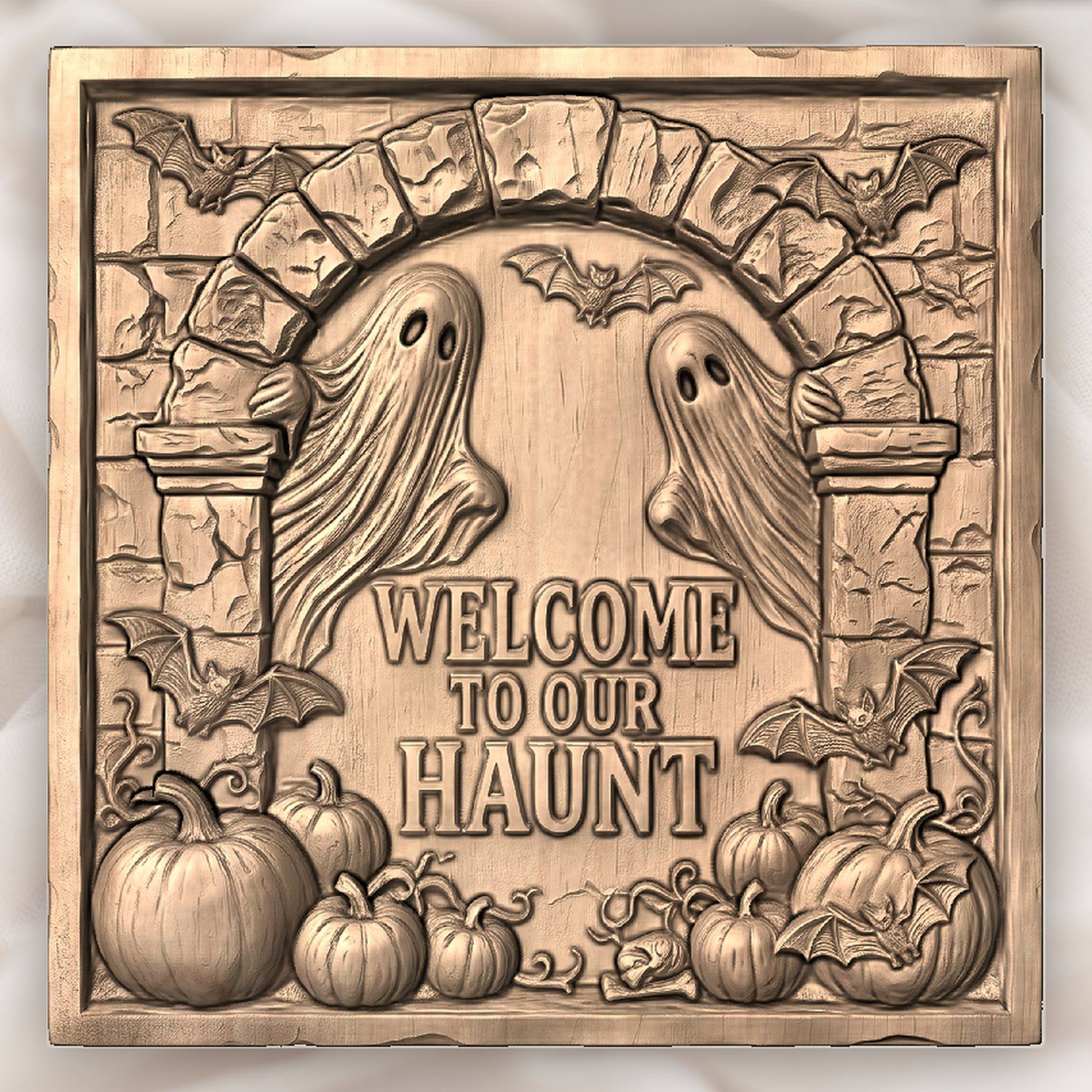 Welcome to Our Haunt Halloween Ghosts CNC Relief STL bas-relief STL — view 4