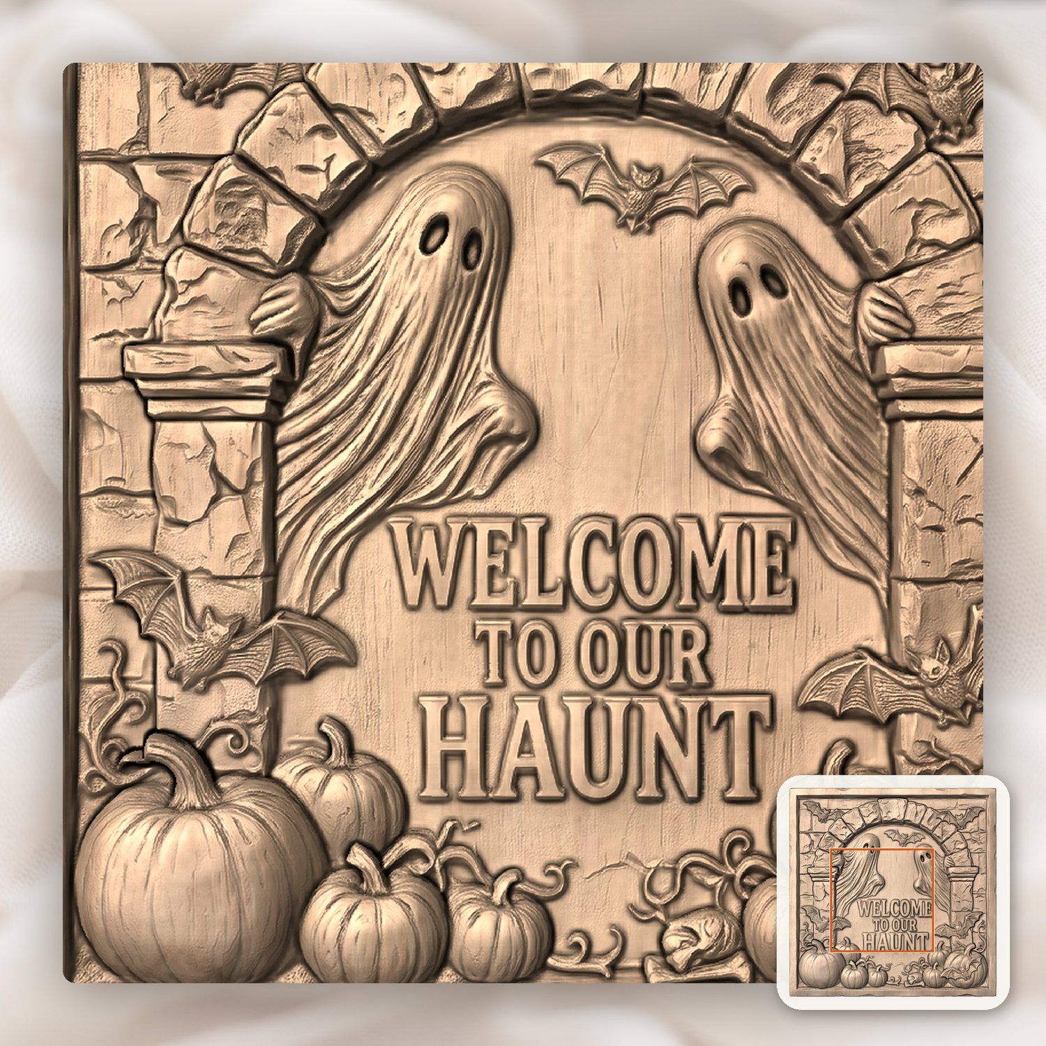 Welcome to Our Haunt Halloween Ghosts CNC Relief STL bas-relief STL — view 6