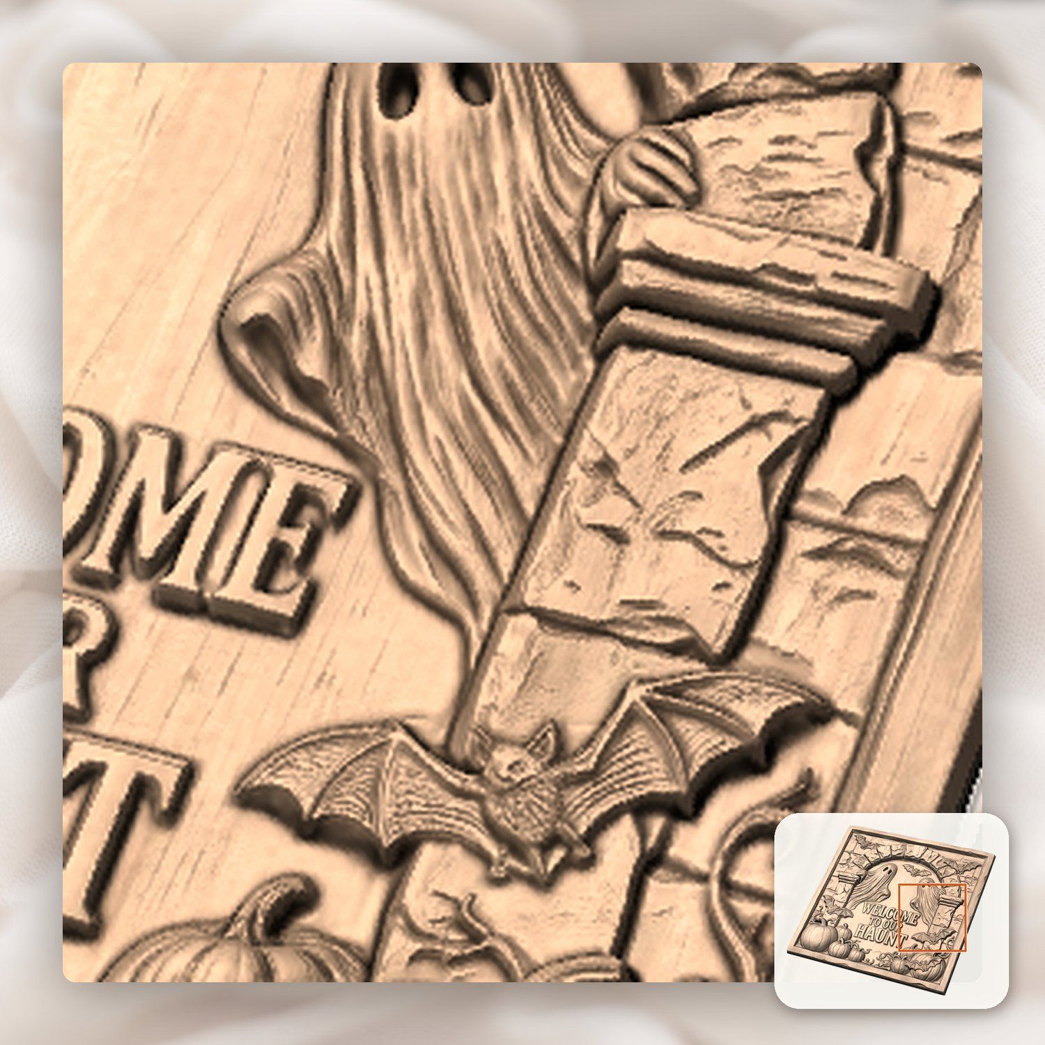 Welcome to Our Haunt Halloween Ghosts CNC Relief STL bas-relief STL — view 10