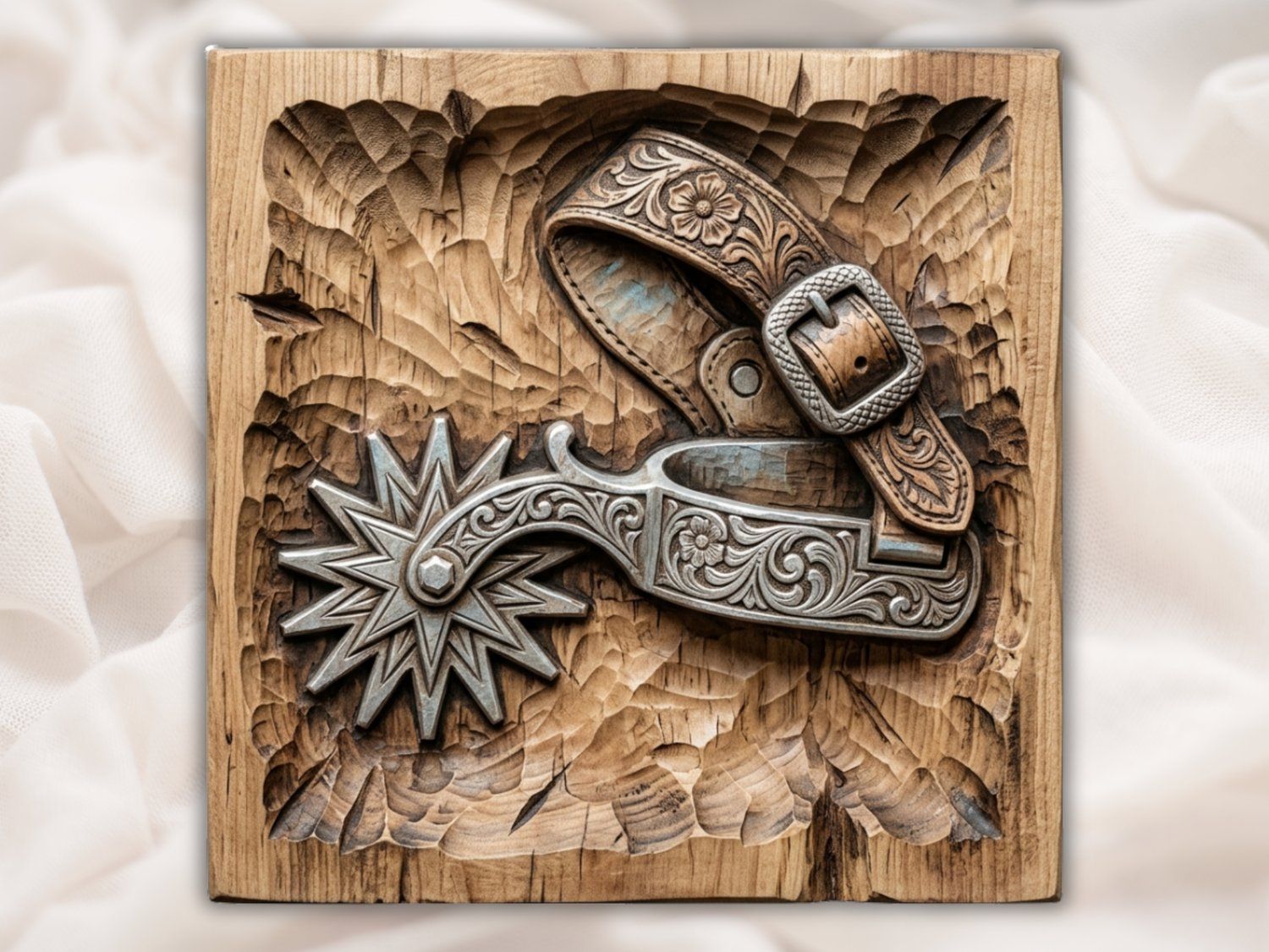 Western Cowboy Spur Wall Art bas-relief STL — view 2