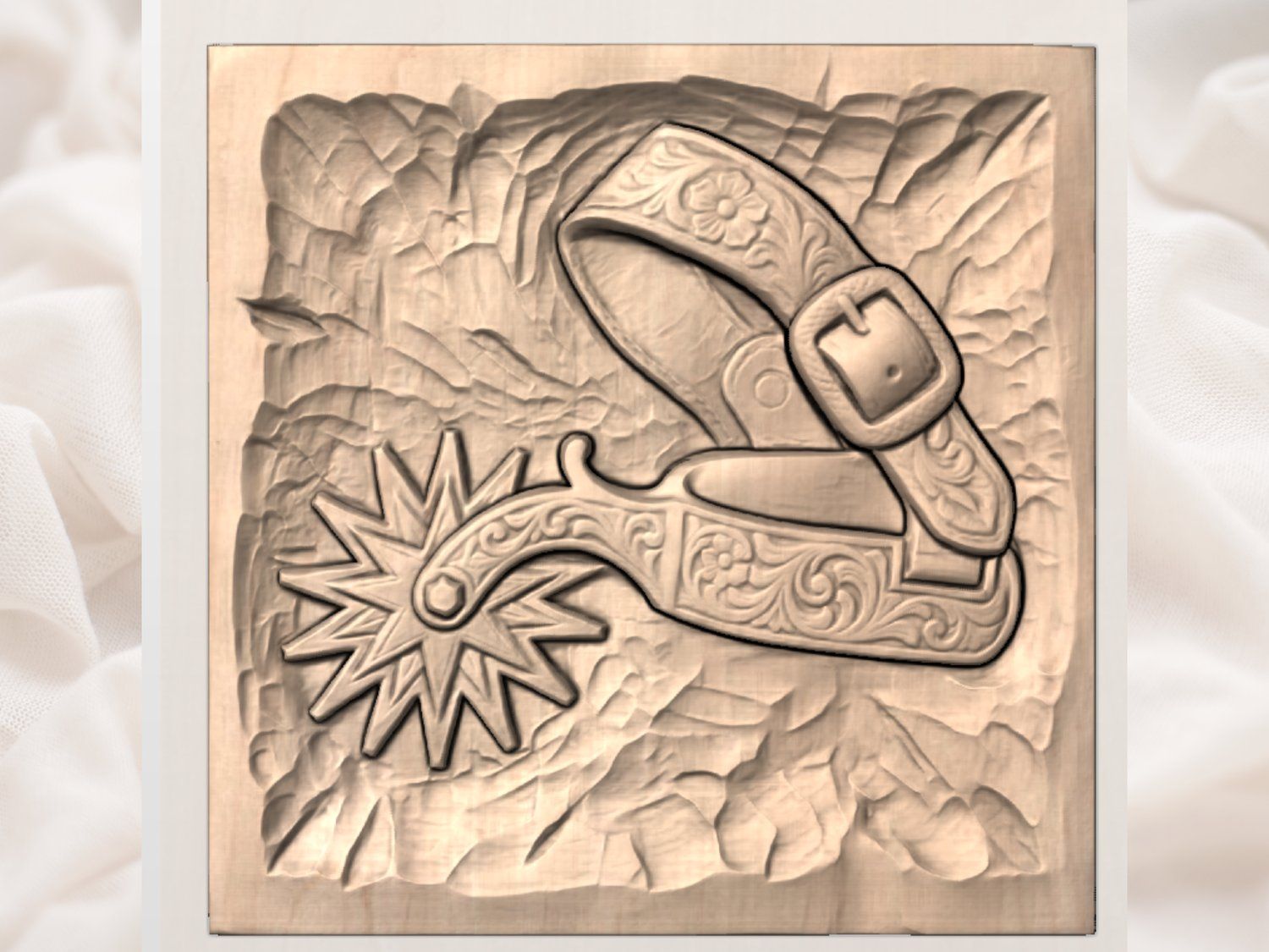 Western Cowboy Spur Wall Art bas-relief STL — view 3