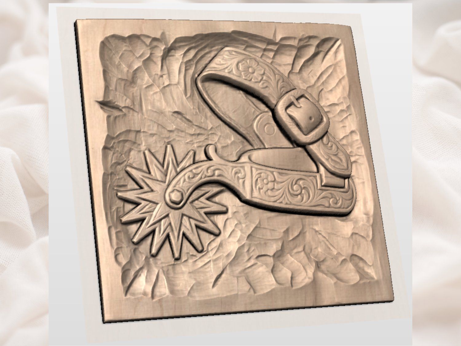 Western Cowboy Spur Wall Art bas-relief STL — view 4