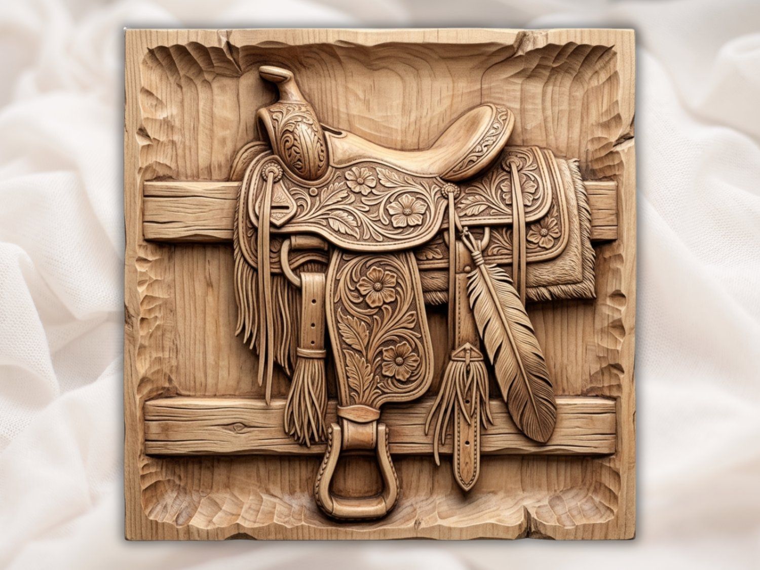 Western Heritage Saddle Bas Relief bas-relief STL — view 2