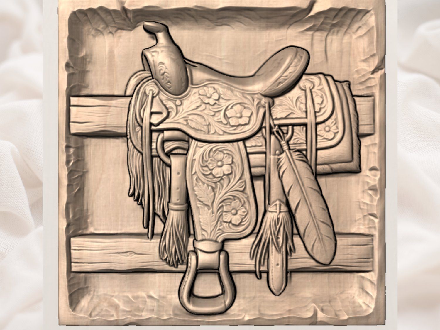 Western Heritage Saddle Bas Relief bas-relief STL — view 3