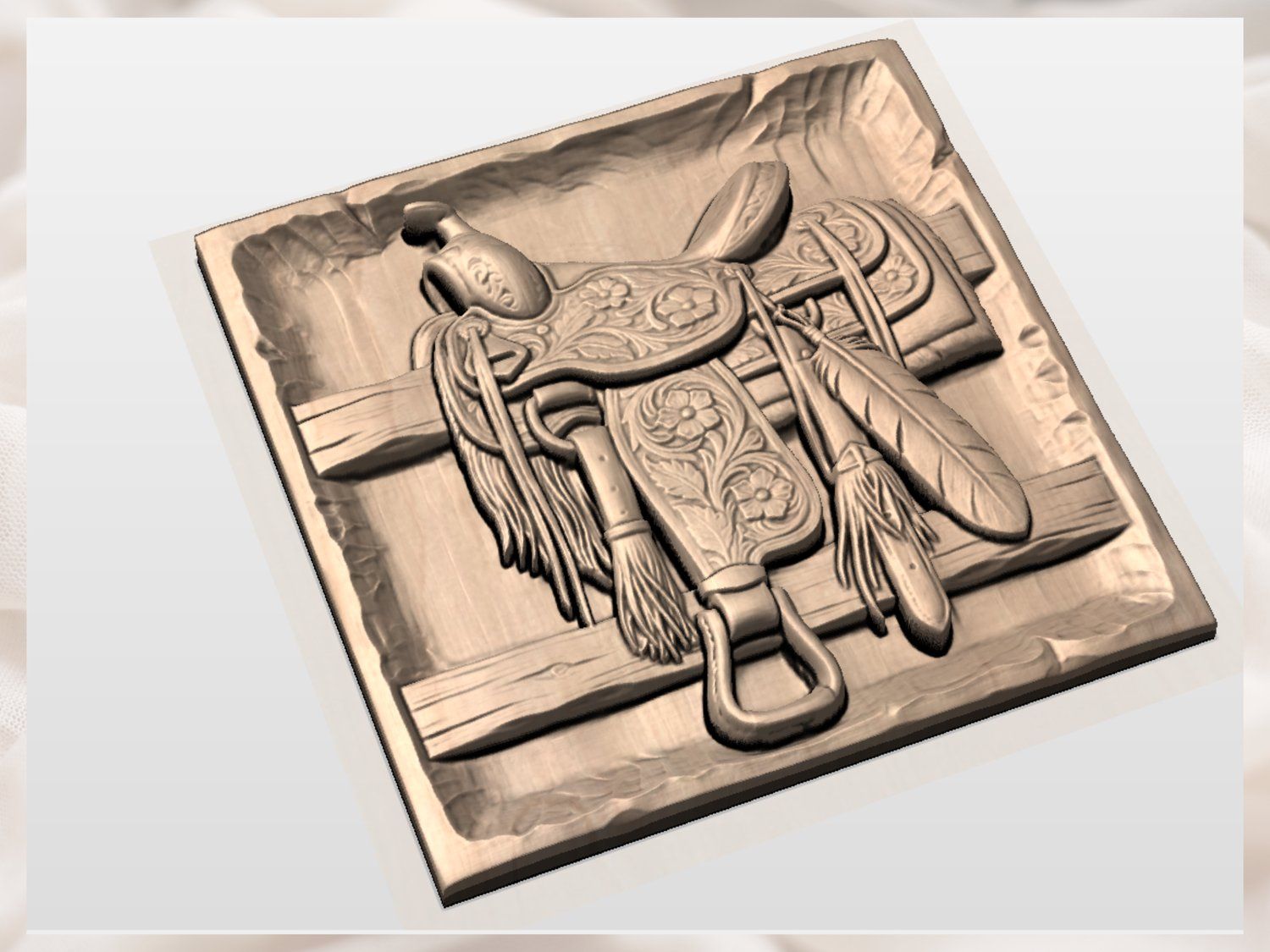 Western Heritage Saddle Bas Relief bas-relief STL — view 4