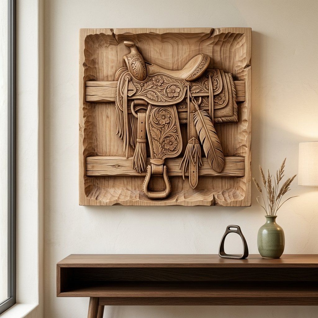 Western Heritage Saddle Bas Relief bas-relief STL — view 6