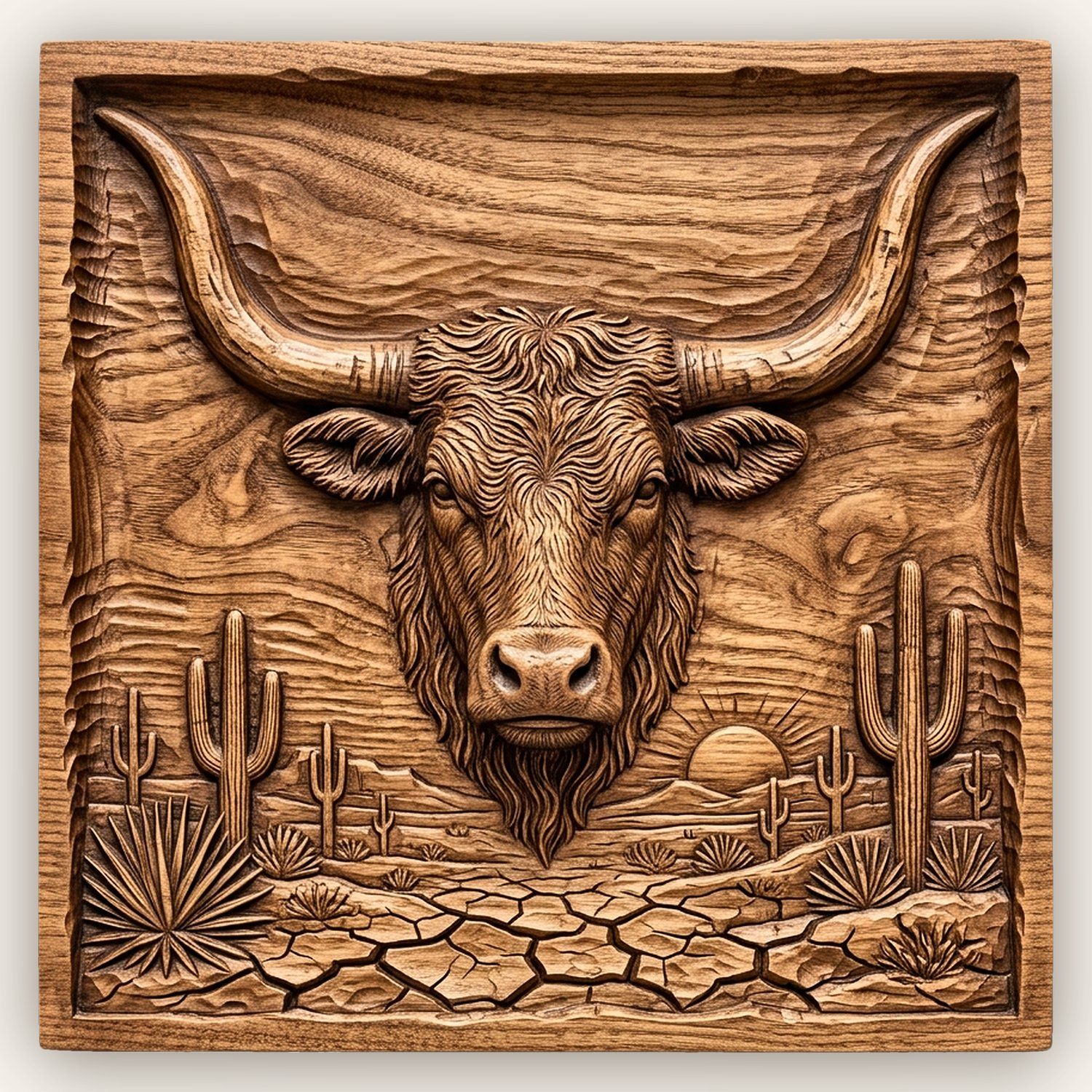 Western Longhorn Steer CNC Relief STL bas-relief STL design
