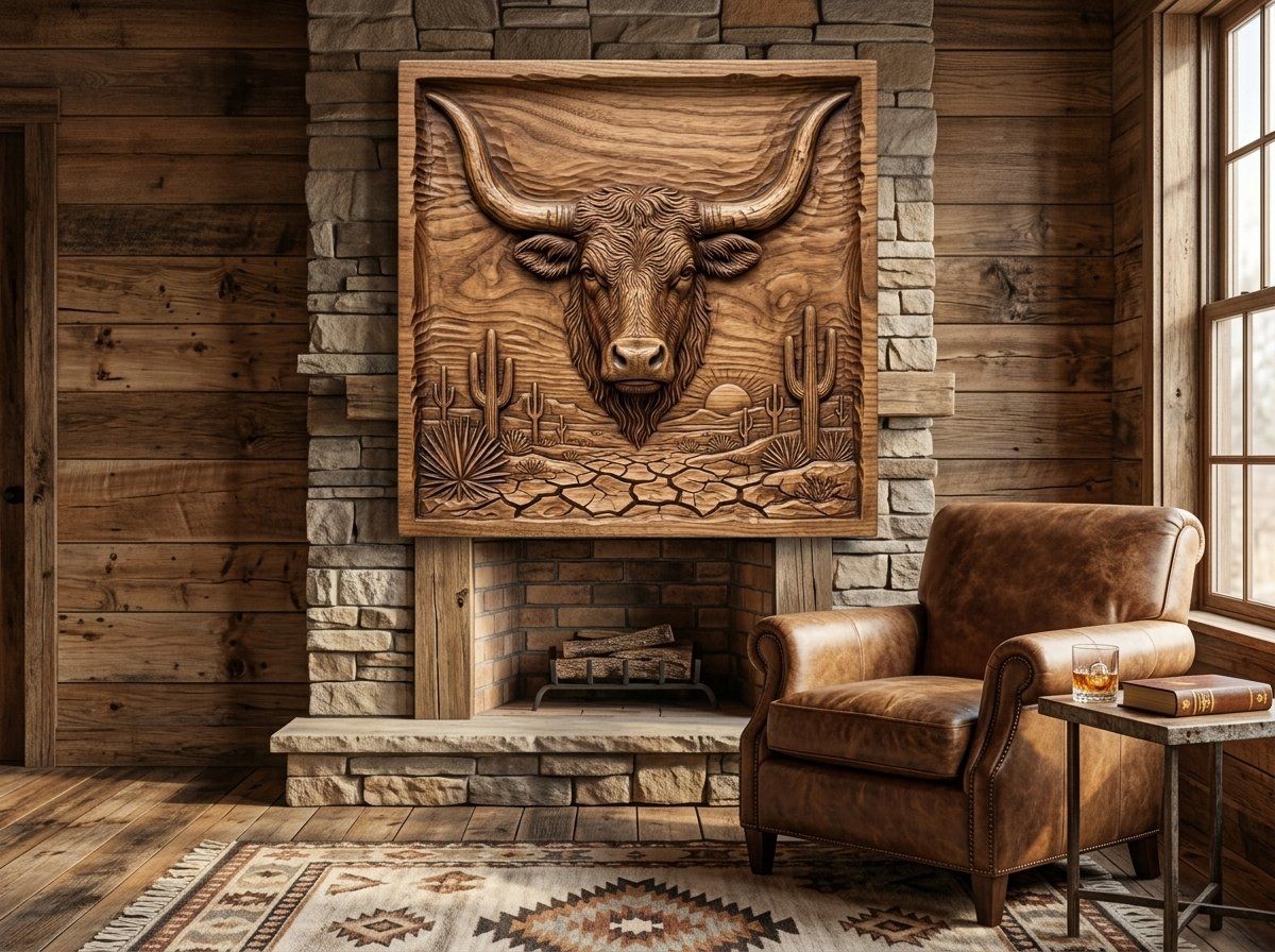 Western Longhorn Steer CNC Relief STL bas-relief STL — view 13