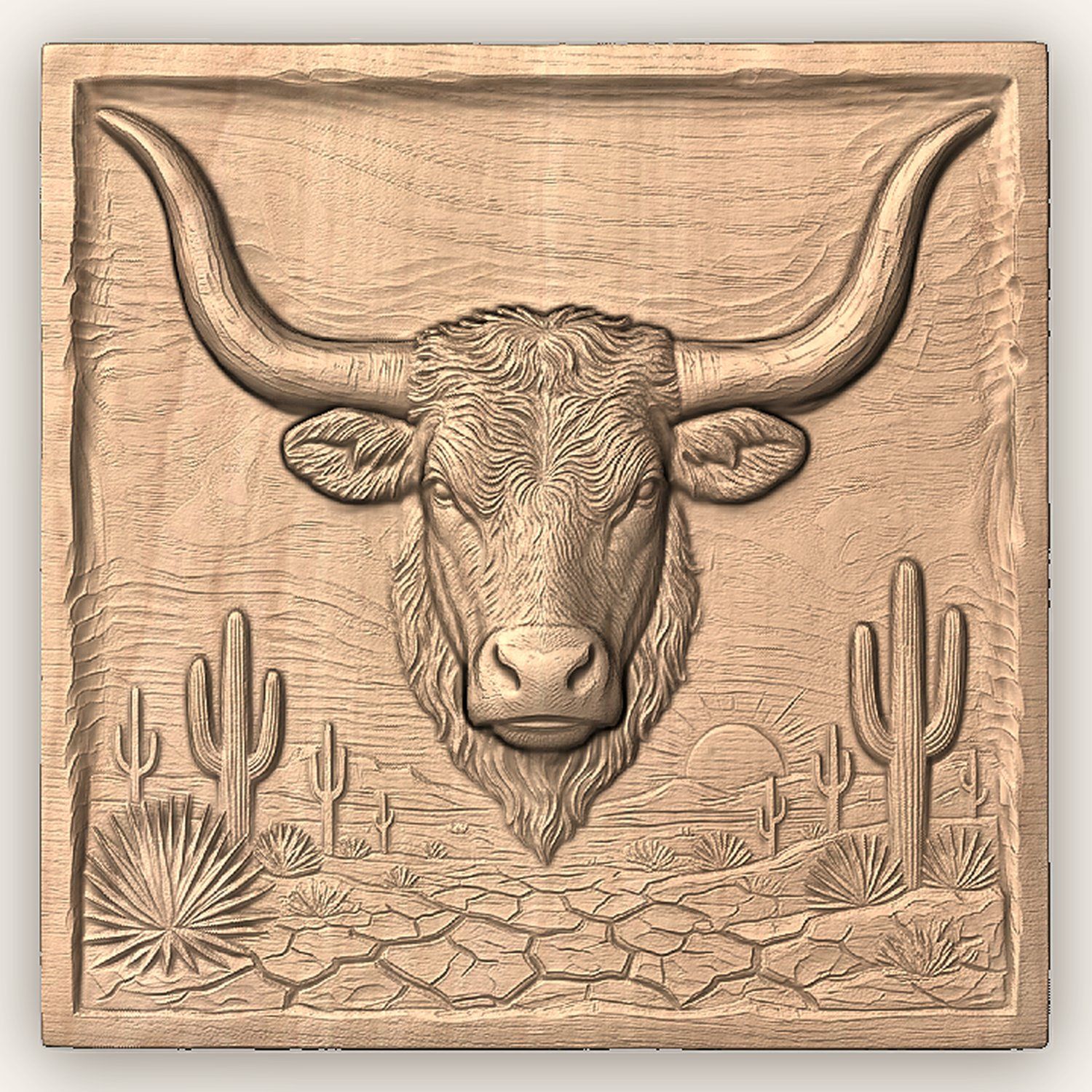 Western Longhorn Steer CNC Relief STL bas-relief STL — view 5