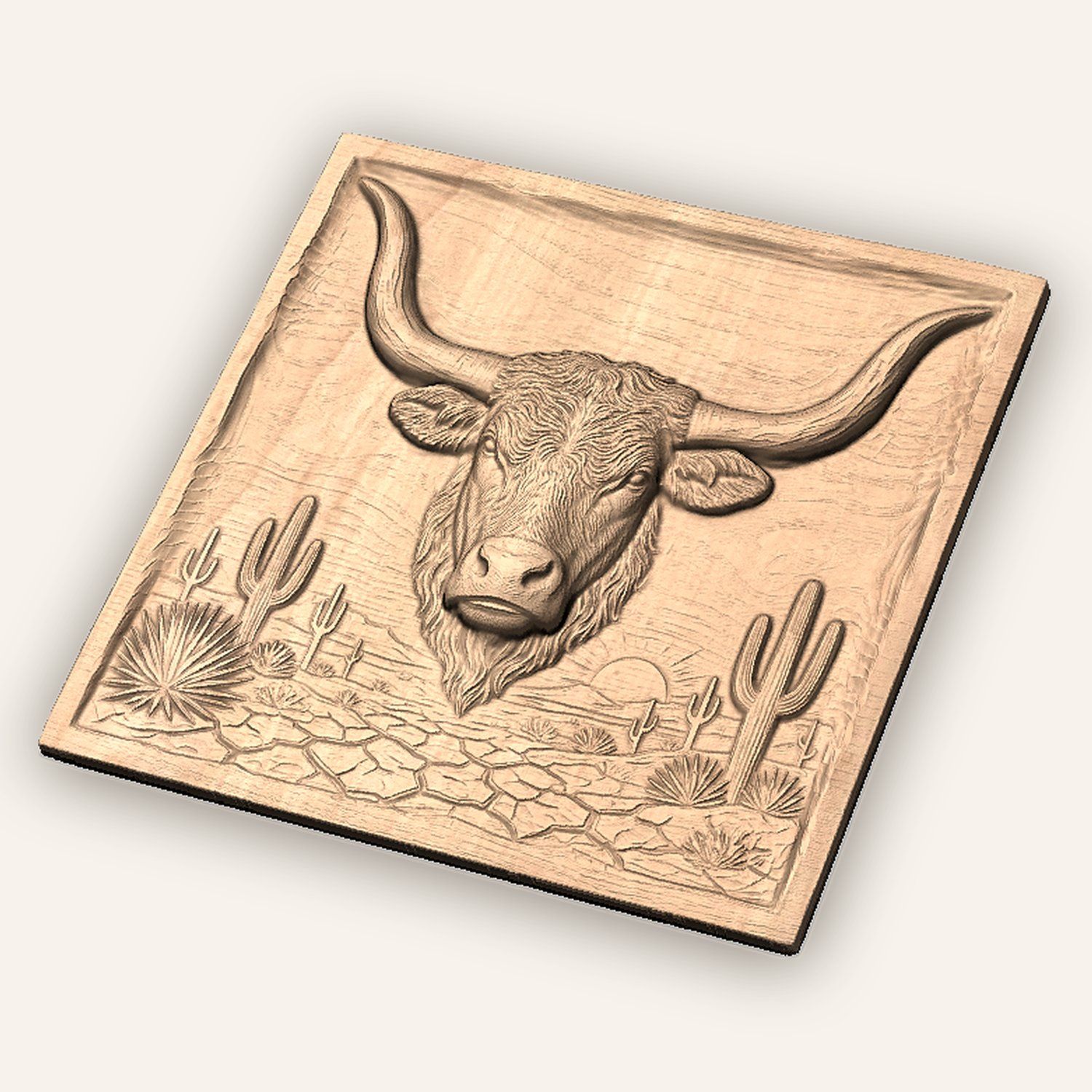 Western Longhorn Steer CNC Relief STL bas-relief STL — view 6