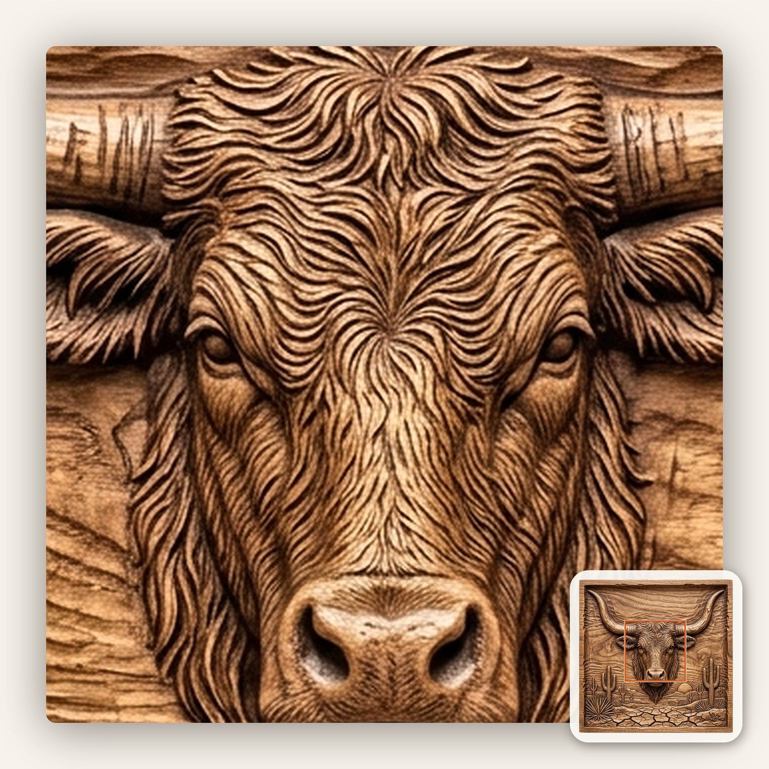 Western Longhorn Steer CNC Relief STL bas-relief STL — view 11