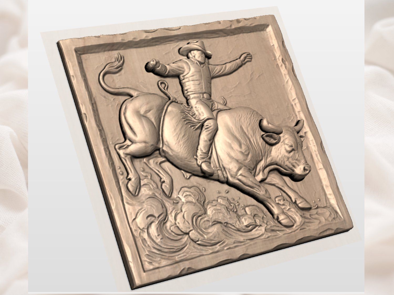 Western Rodeo Bull Rider Wall Art bas-relief STL — view 4