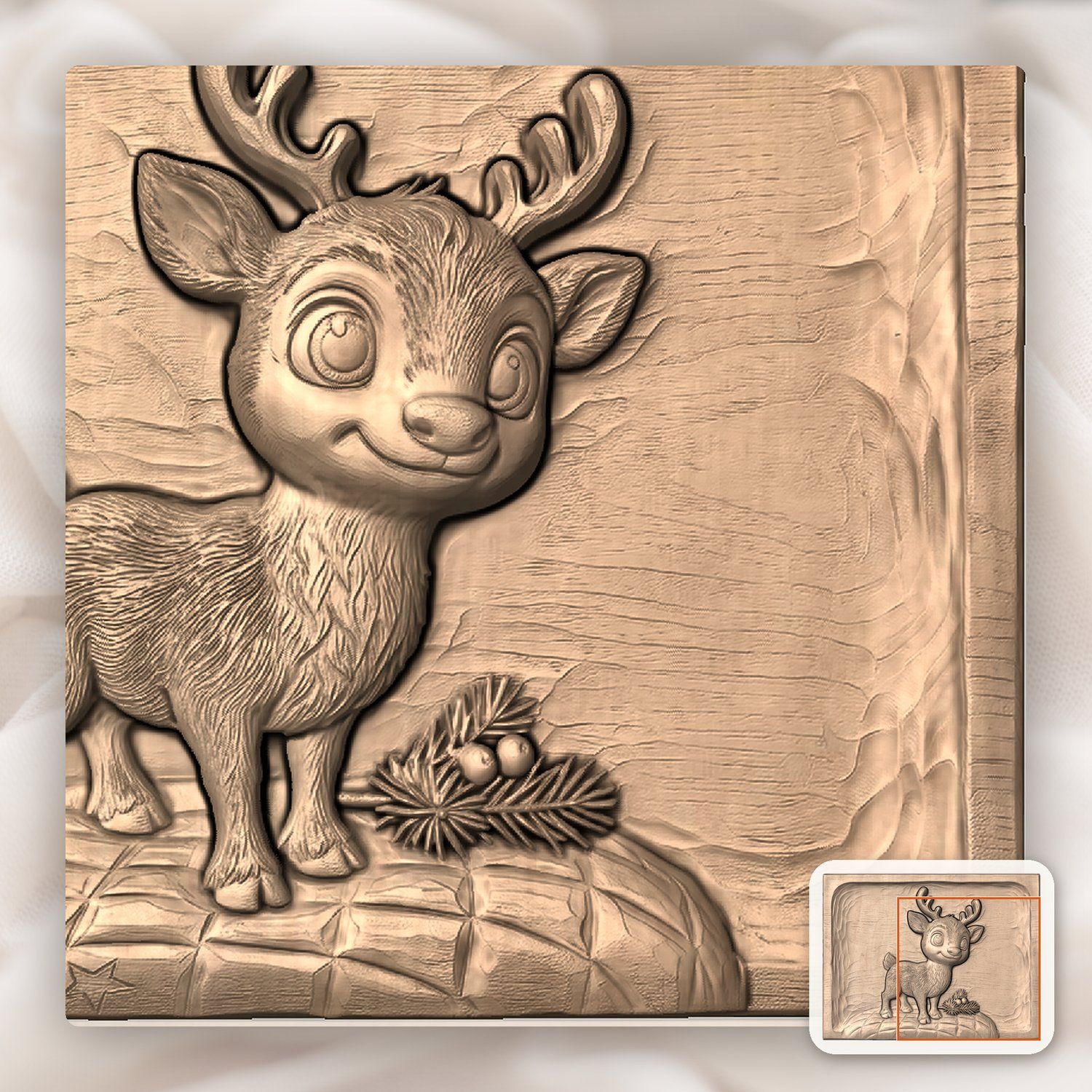 Whimsical Baby Reindeer Nursery Decor CNC Relief STL bas-relief STL — view 9