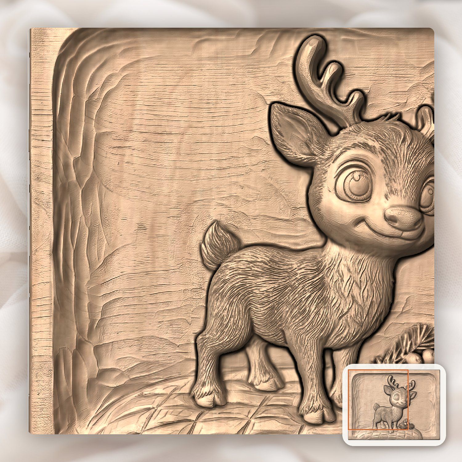 Whimsical Baby Reindeer Nursery Decor CNC Relief STL bas-relief STL — view 10
