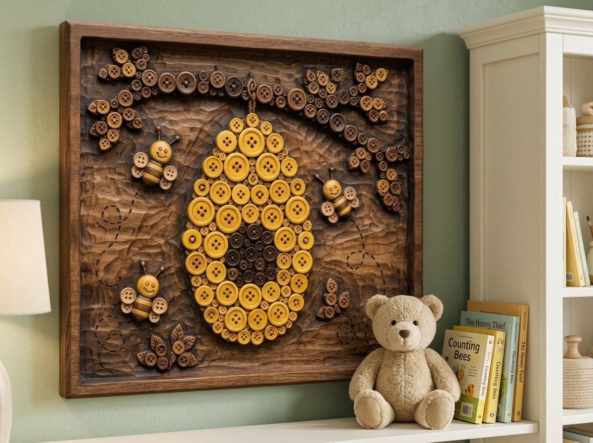 Whimsical Button Beehive and Honey Bee CNC Relief STL bas-relief STL — view 14