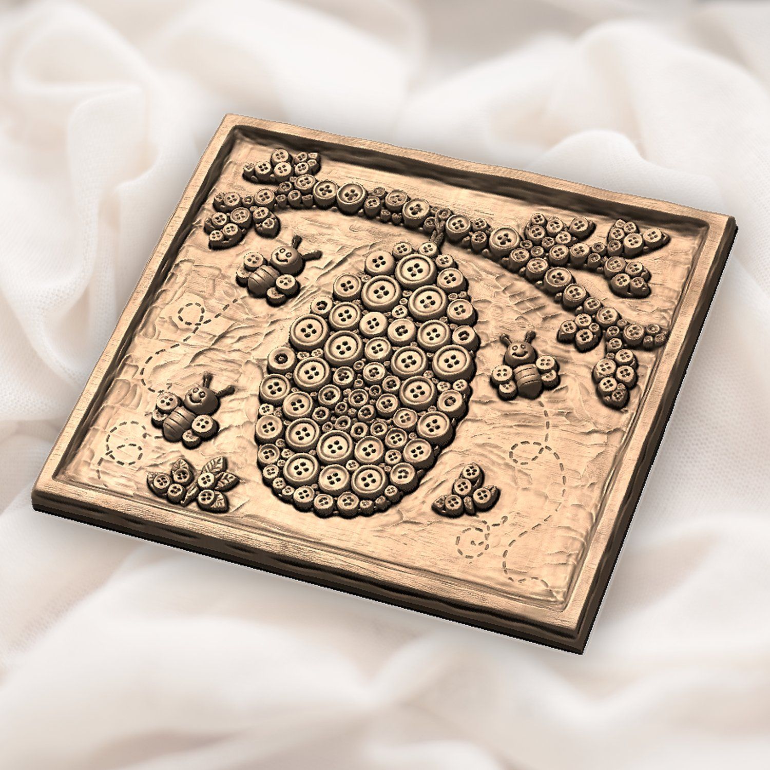 Whimsical Button Beehive and Honey Bee CNC Relief STL bas-relief STL — view 5