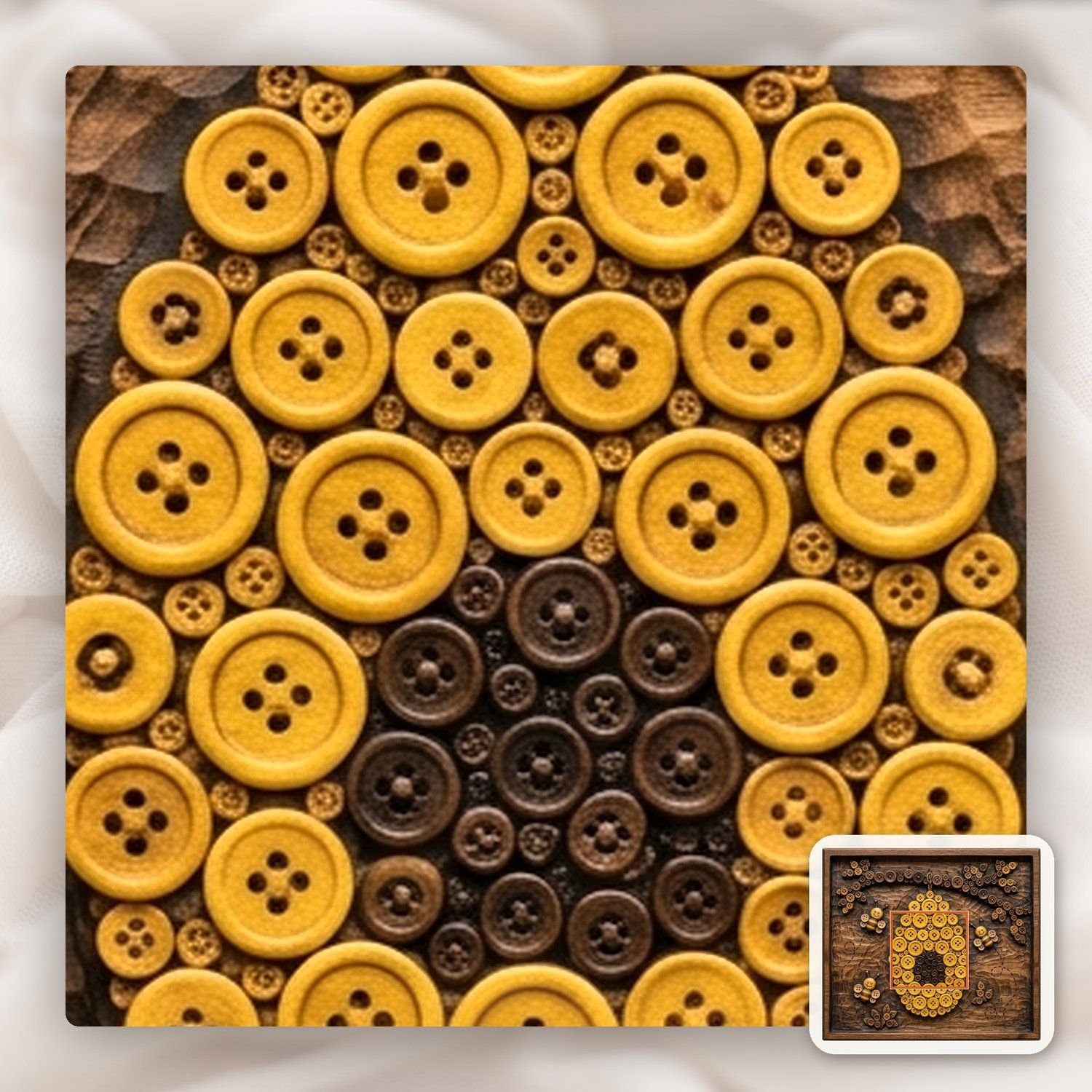 Whimsical Button Beehive and Honey Bee CNC Relief STL bas-relief STL — view 10