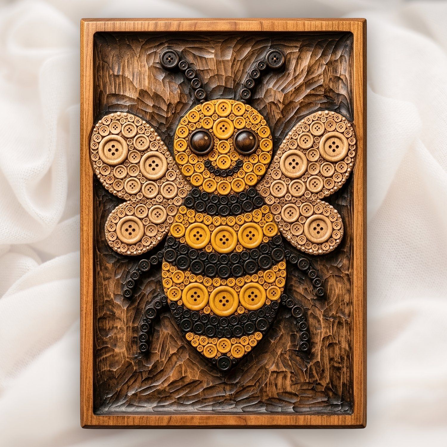 Whimsical Button Bumblebee CNC Relief STL bas-relief STL design