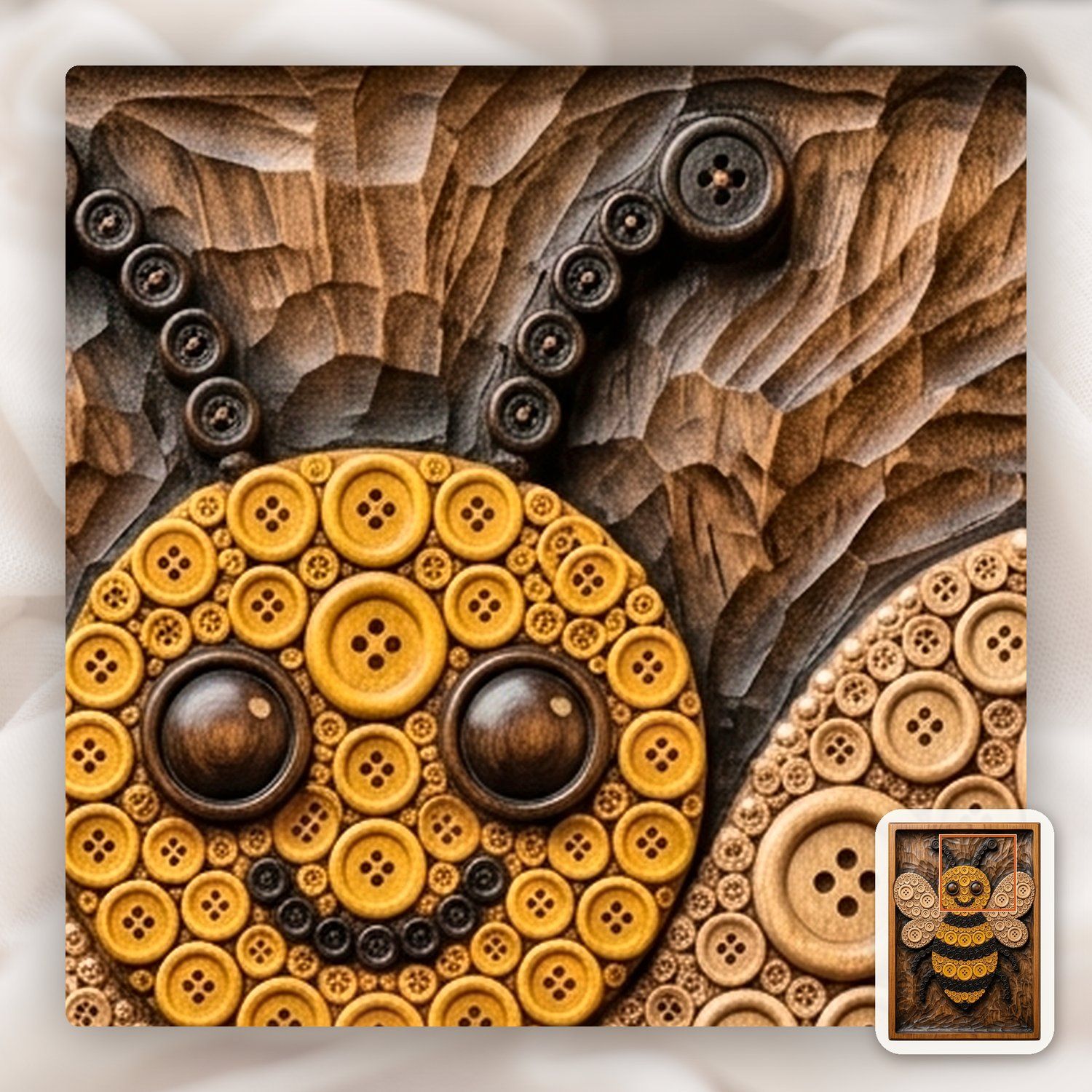 Whimsical Button Bumblebee CNC Relief STL bas-relief STL — view 11