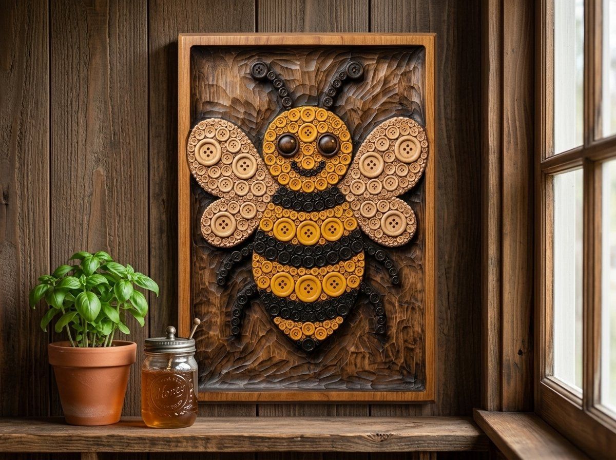 Whimsical Button Bumblebee CNC Relief STL bas-relief STL — view 12