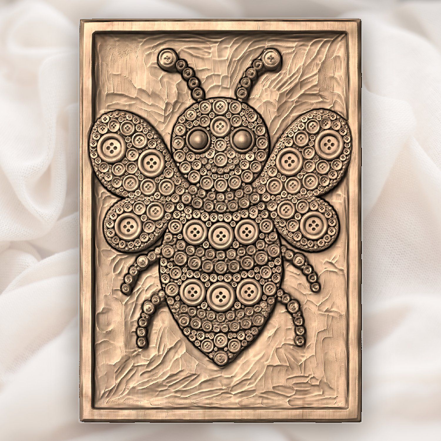 Whimsical Button Bumblebee CNC Relief STL bas-relief STL — view 4