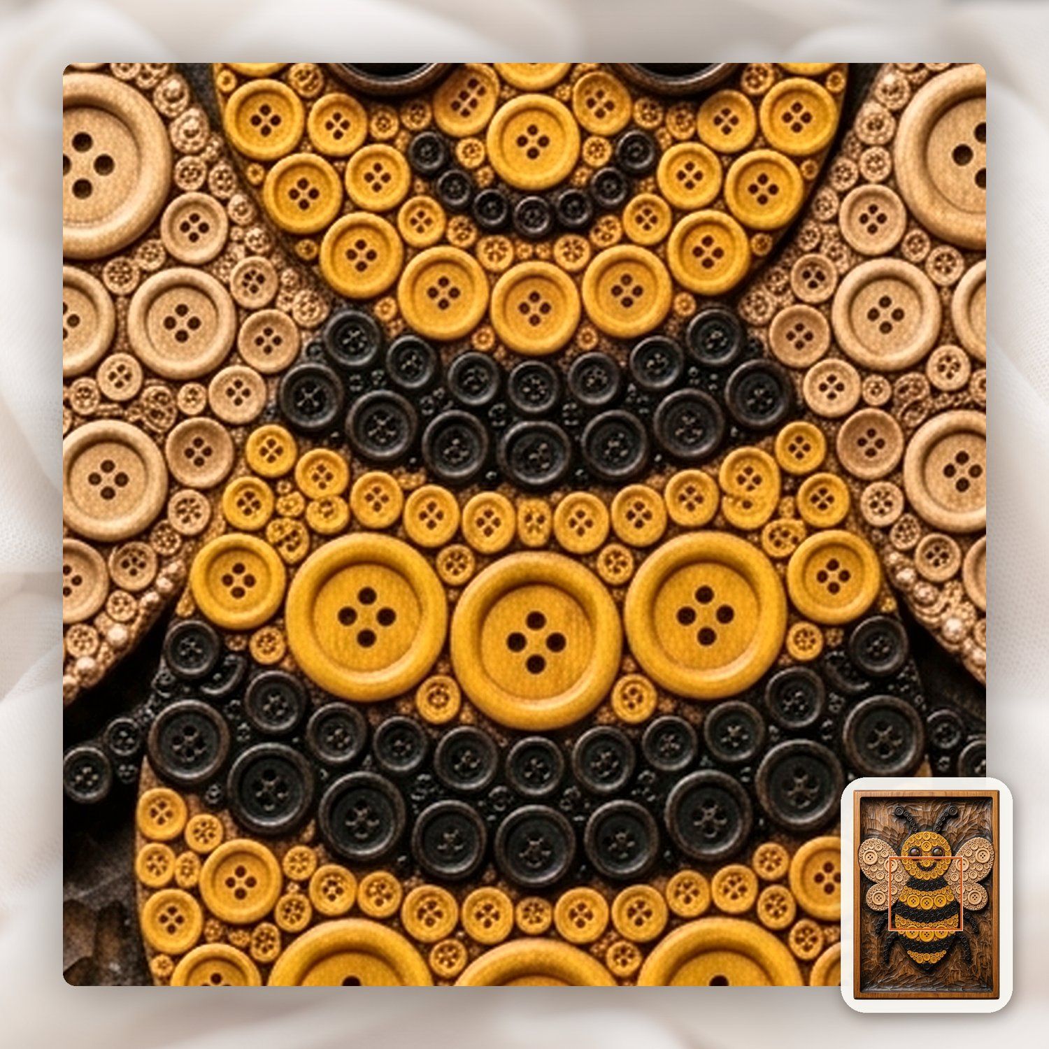 Whimsical Button Bumblebee CNC Relief STL bas-relief STL — view 10