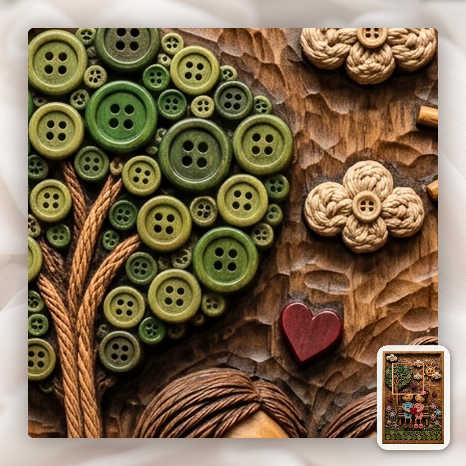 Whimsical Button Couple Love Story CNC Relief STL bas-relief STL — view 10
