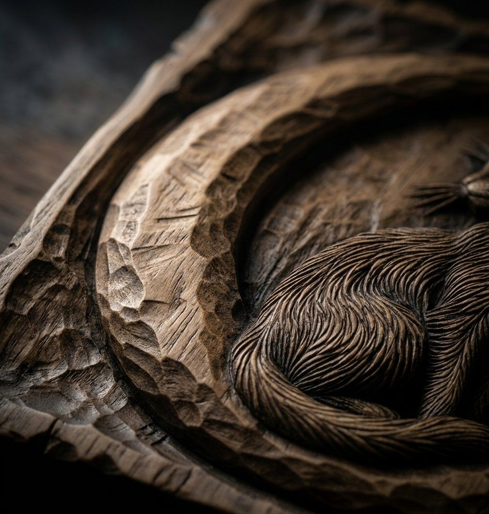 Whimsical Celestial Cat On Moon Relief bas-relief STL — view 5
