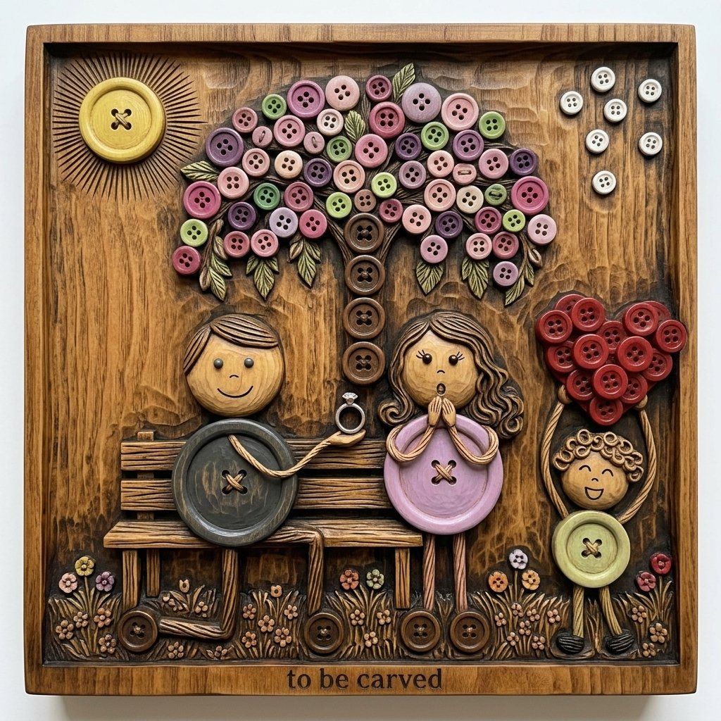 Whimsical Engagement Proposal Scene CNC Relief STL bas-relief STL — view 13