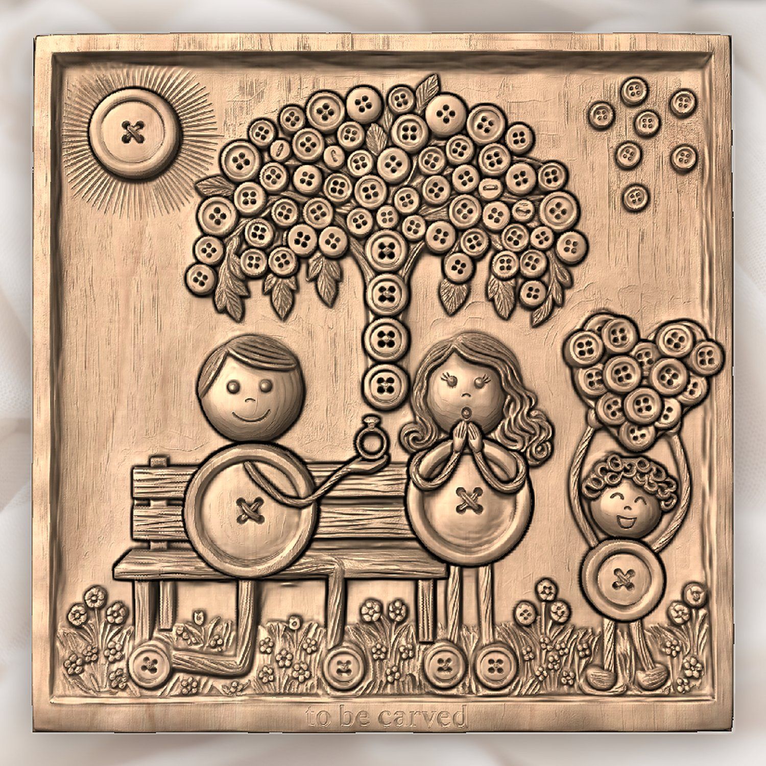 Whimsical Engagement Proposal Scene CNC Relief STL bas-relief STL — view 4