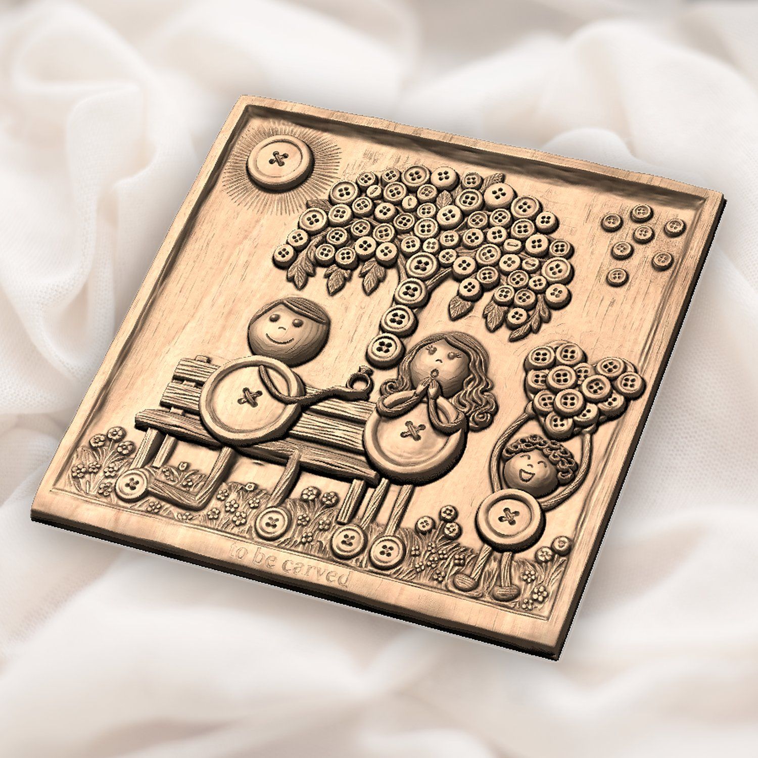 Whimsical Engagement Proposal Scene CNC Relief STL bas-relief STL — view 5