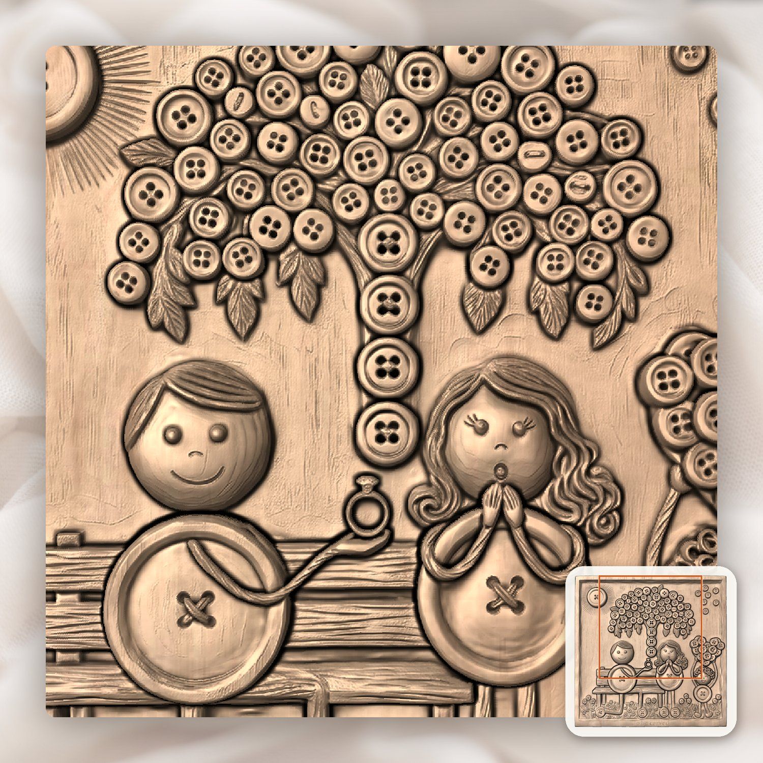 Whimsical Engagement Proposal Scene CNC Relief STL bas-relief STL — view 6