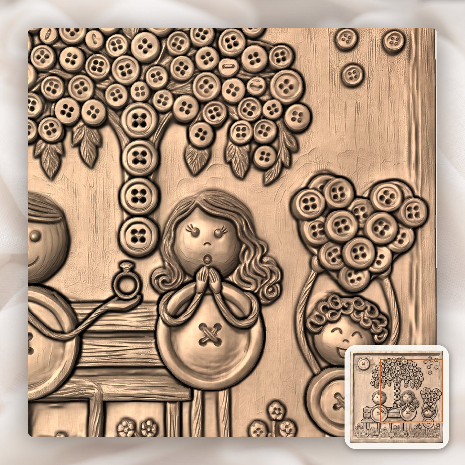 Whimsical Engagement Proposal Scene CNC Relief STL bas-relief STL — view 8