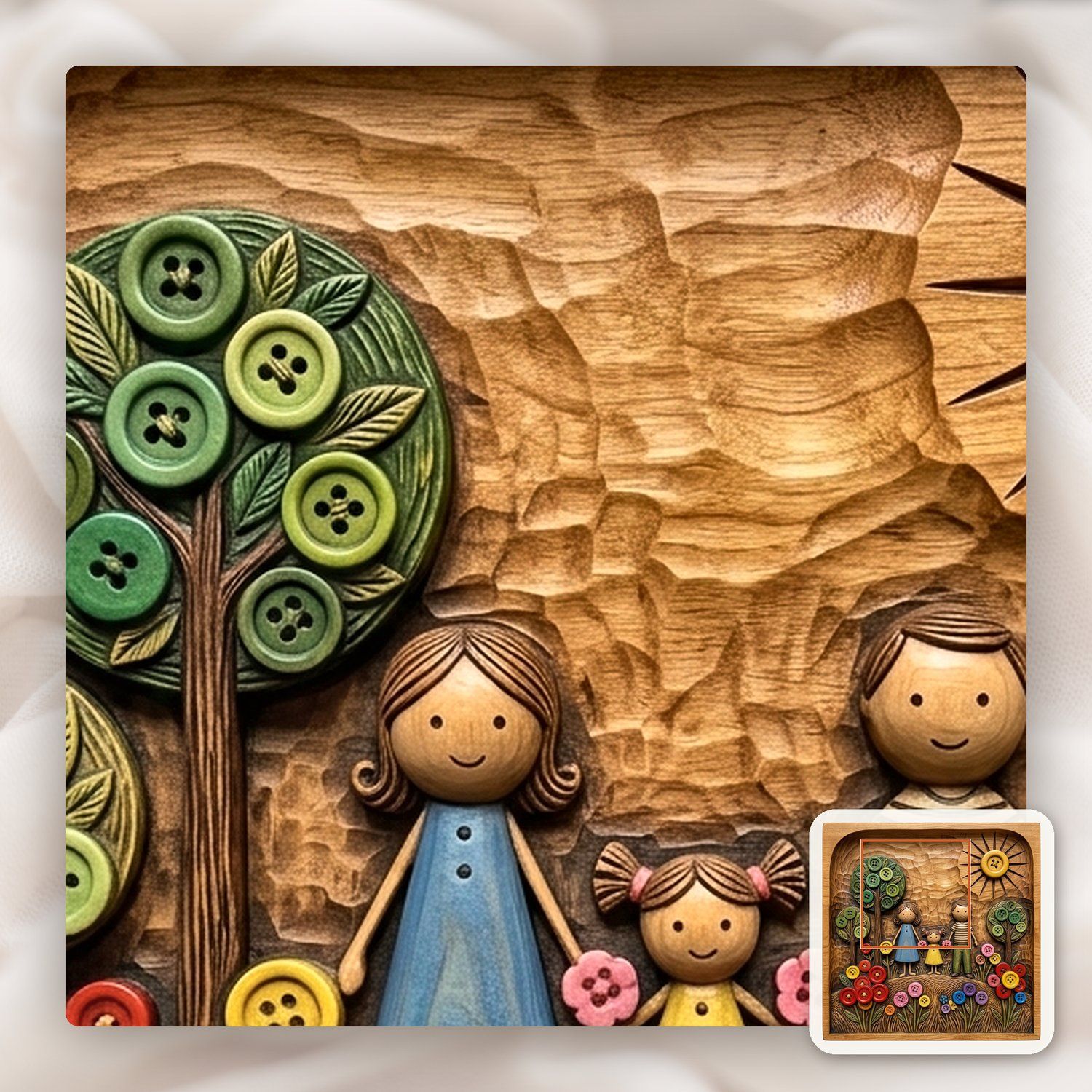 Whimsical Family Button Garden CNC Relief STL bas-relief STL — view 12
