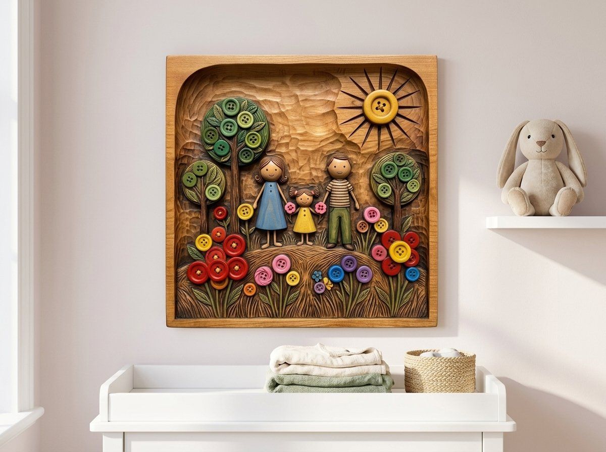 Whimsical Family Button Garden CNC Relief STL bas-relief STL — view 13