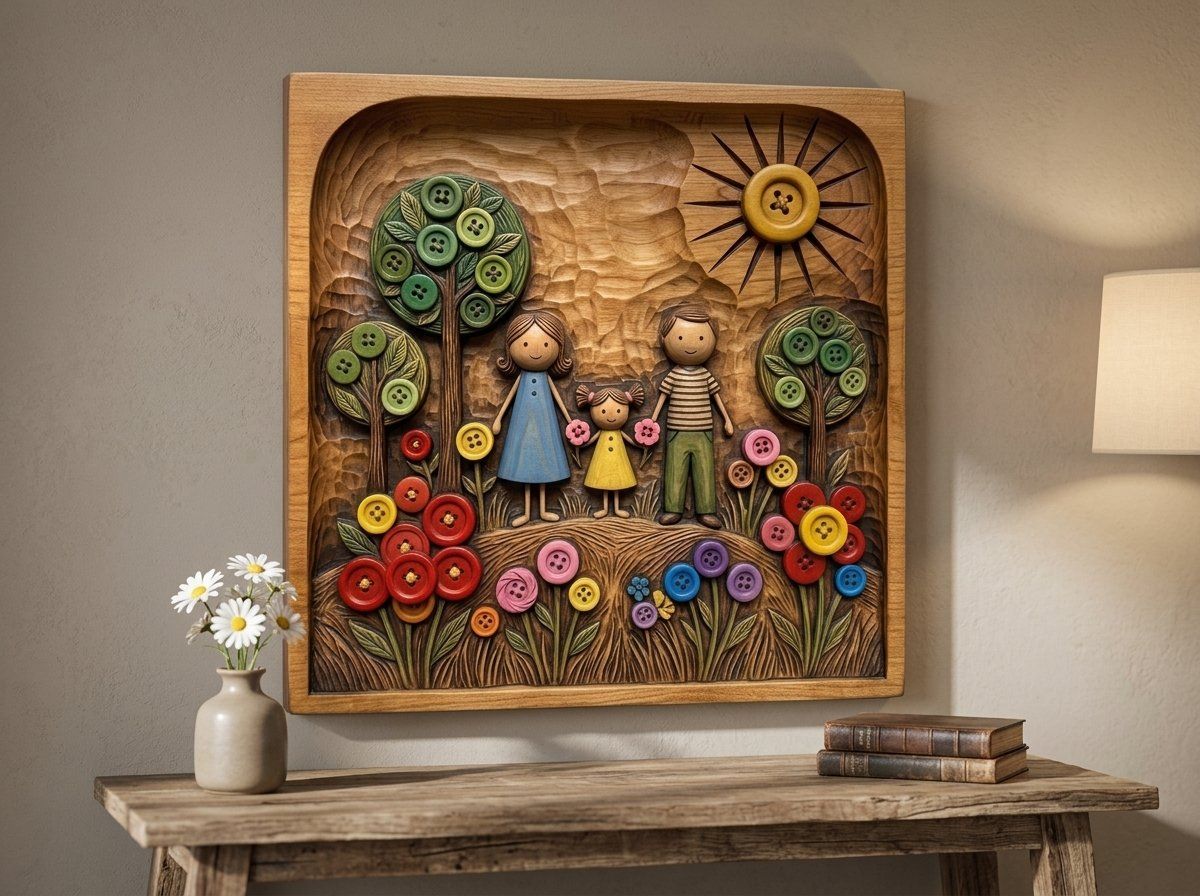 Whimsical Family Button Garden CNC Relief STL bas-relief STL — view 14