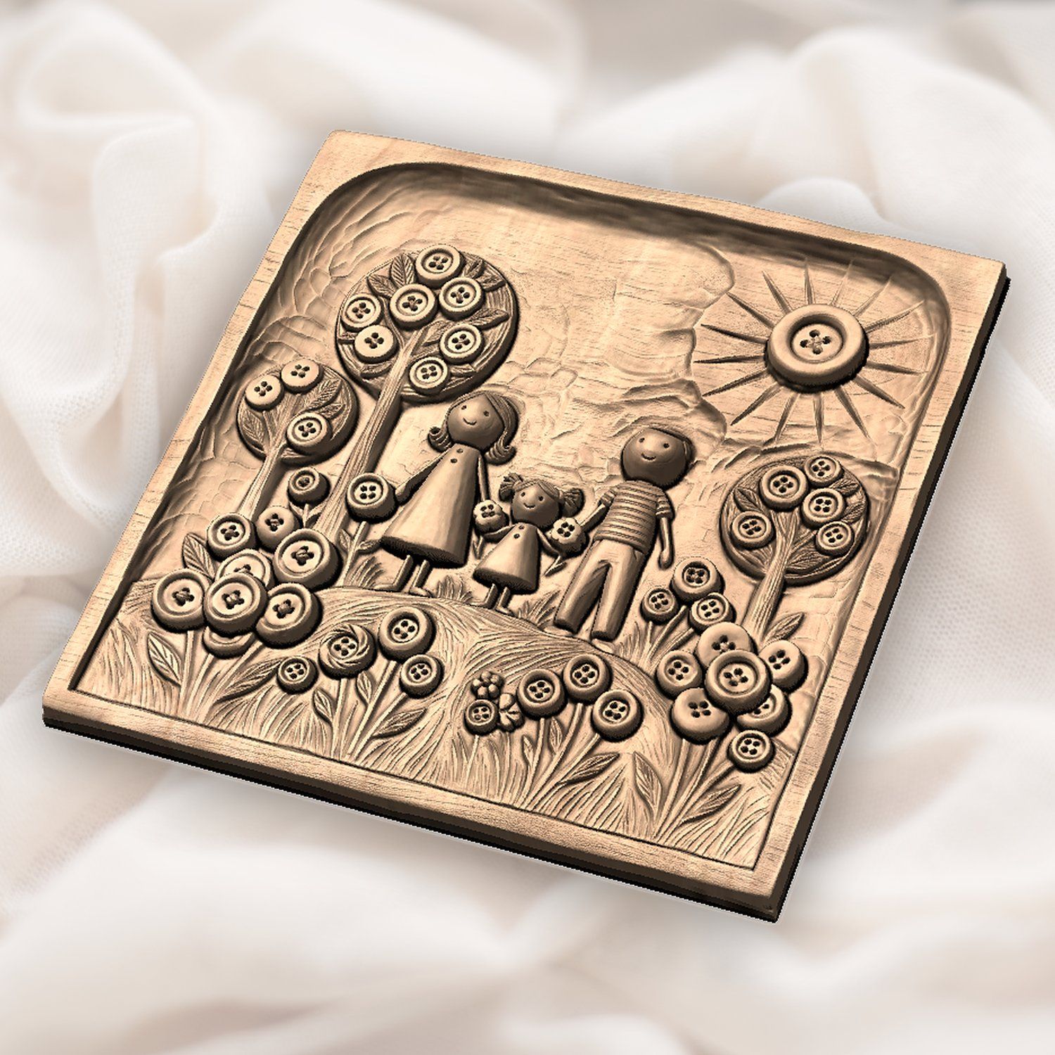 Whimsical Family Button Garden CNC Relief STL bas-relief STL — view 6