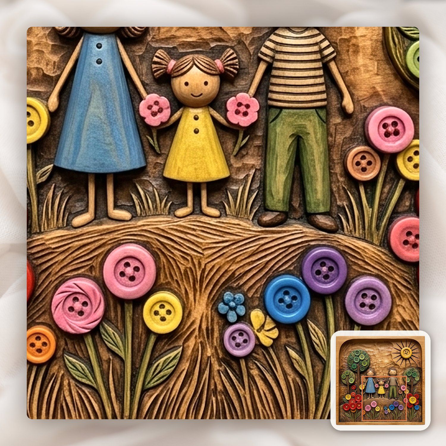 Whimsical Family Button Garden CNC Relief STL bas-relief STL — view 11